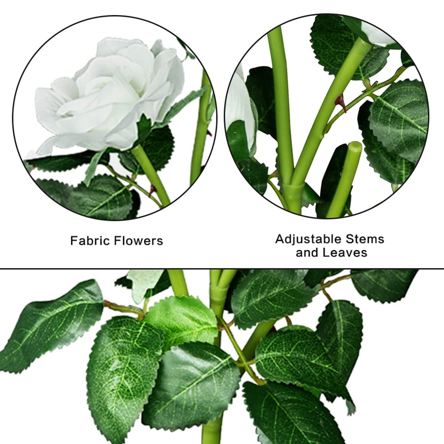 White Rose Solar Lights Upgrade Flower Lights Outdoor Waterproof Solar Garden Stake Lights Decorative Landscape Lights With 6 Rose Flowers For Backyard, Party, Pathway, Pack Of 1 - RS6150
