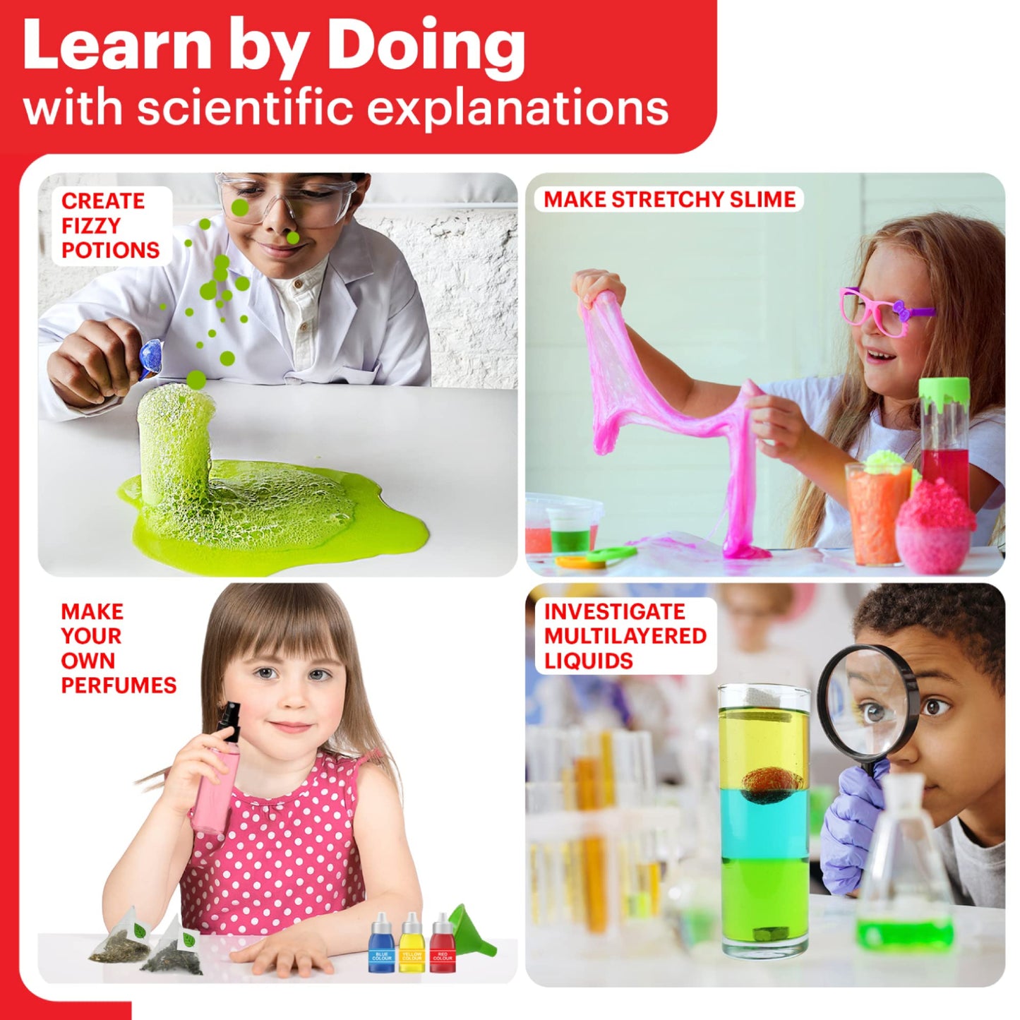 My First Science Kit 100+ Experiment Science STEM Kit STEM Toys For Boys & Girls Learning & Education Kit DIY Science Experiment Toys Hands-on learning toys Early Childhood Education Toys Craft Gift For Kids Ages 4 To 8 - RS6202