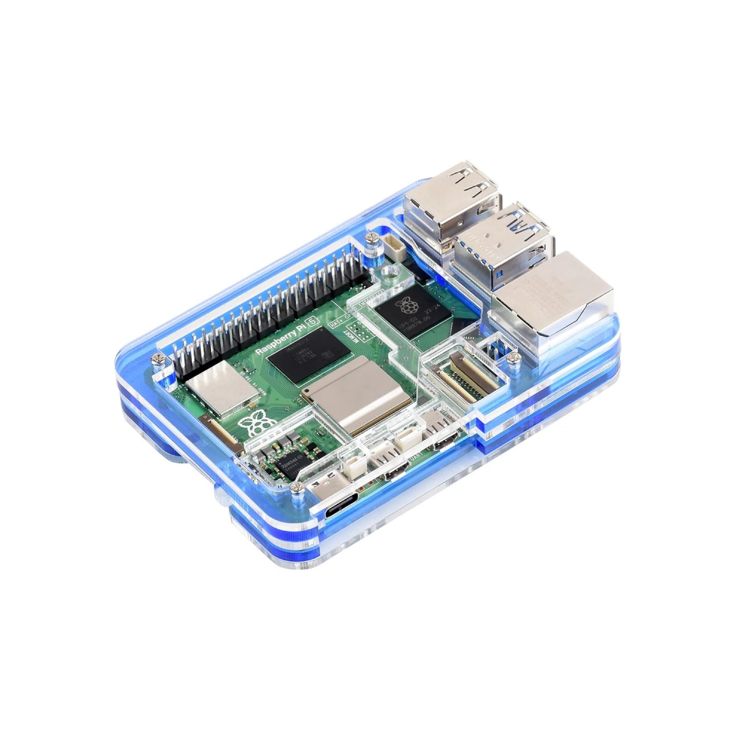Raspberry Pi 5 5 Layer Case Raspberry Pi 5 Acrylic Shell Compatible With Active Cooler For Raspberry Pi 5 4GB, 8GB - Blue - RS5772