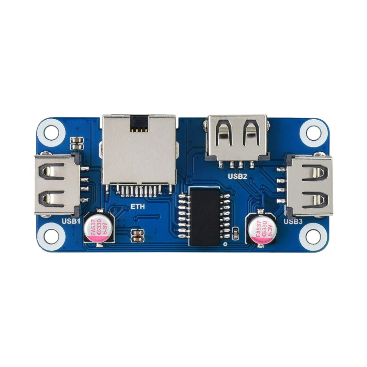 Waveshare Ethernet/USB HAT (B) Universal Ethernet/USB HUB HAT Expansion For Raspberry Pi Series, 1x RJ45, 3x USB 2.0 - RS2421