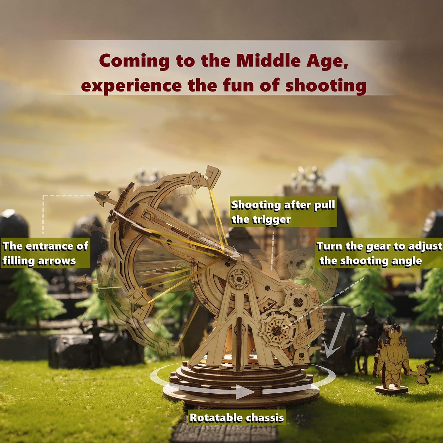 Wooden Catapult DIY Kit Mechanical Catapult STEM Kit DIY Catapult Kit Build Your Own Medieval Siege Weapon Learn and Play: Mechanical Catapult Kit - RS6198