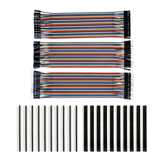 120pcs 3x20CM Breadboard Jumper Wires 40pin Male to Female, Male to Male, Female to Female Jumper Wires With 20pcs 2.54mm Single Row Comb Connectors For Arduino Raspberry Pi  - RS7381