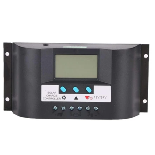 Solar charge controller with LCD display.