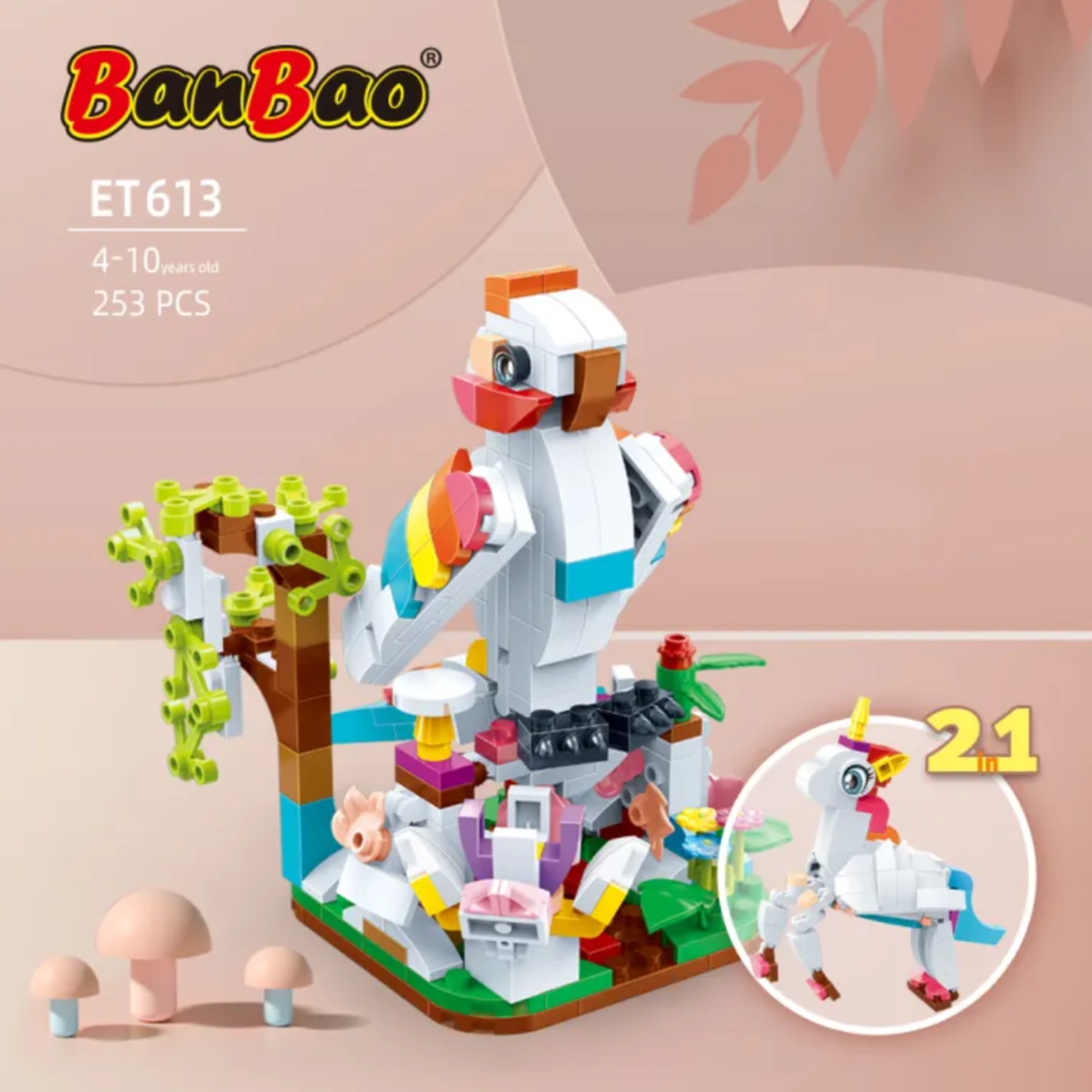 BanBao Parrot and Unicorn Building Block Attractive Parrot Toy Fantasy Animal Construction Toys - RS7495/RS7657
