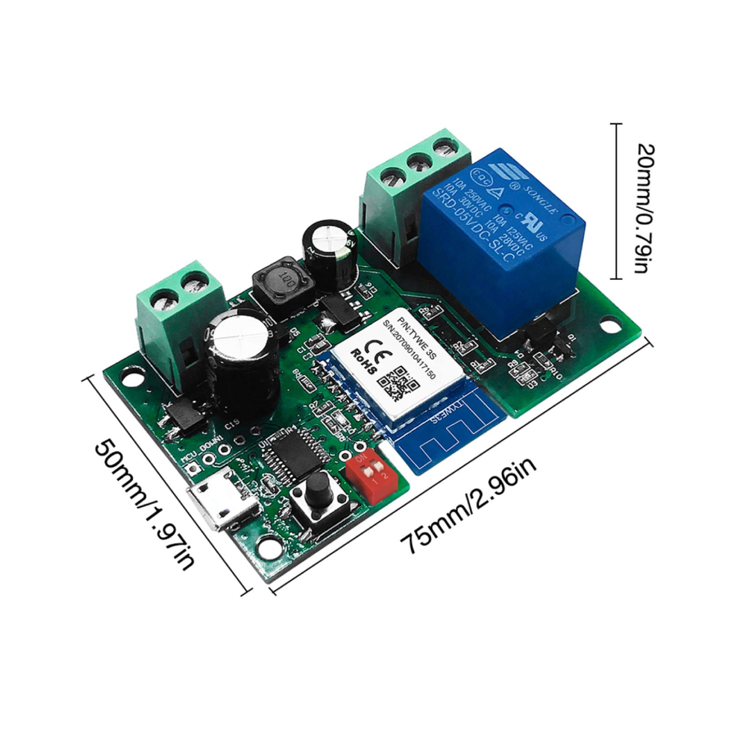 1-Channel Smart Switch Relay Module TUYA/Smart Life App Alexa Google IFTTT Wireless Smart Home Remote Control WiFi Switch Momentary Time Adjustable - RS2790