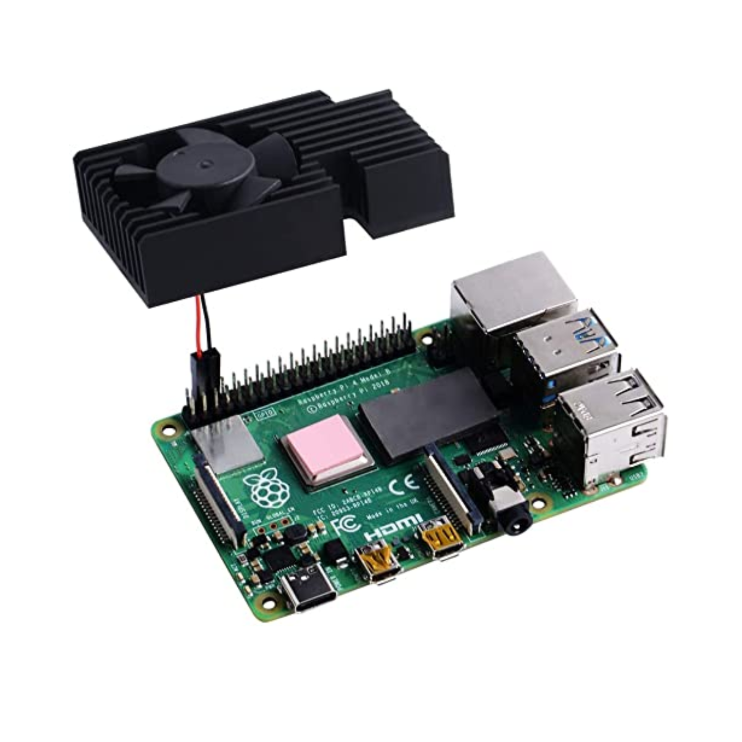 Raspberry Pi 4 Fan Heatsink, RPI Aluminum Heatsink Cooling Kit For Raspberry Pi 4B/3B/3B+ (B Plus)- RS2849