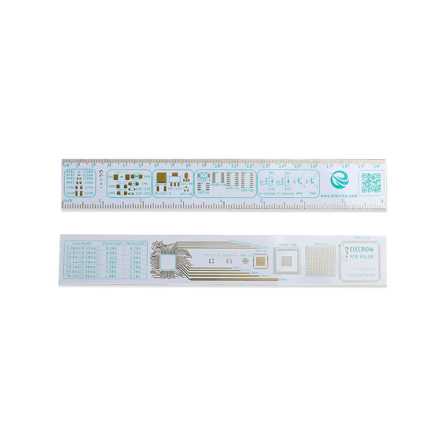 Elecrow 2.0 PCB Ruler Multifunctional PCB Ruler PCB Measurement Tool - White/Black - RS7214