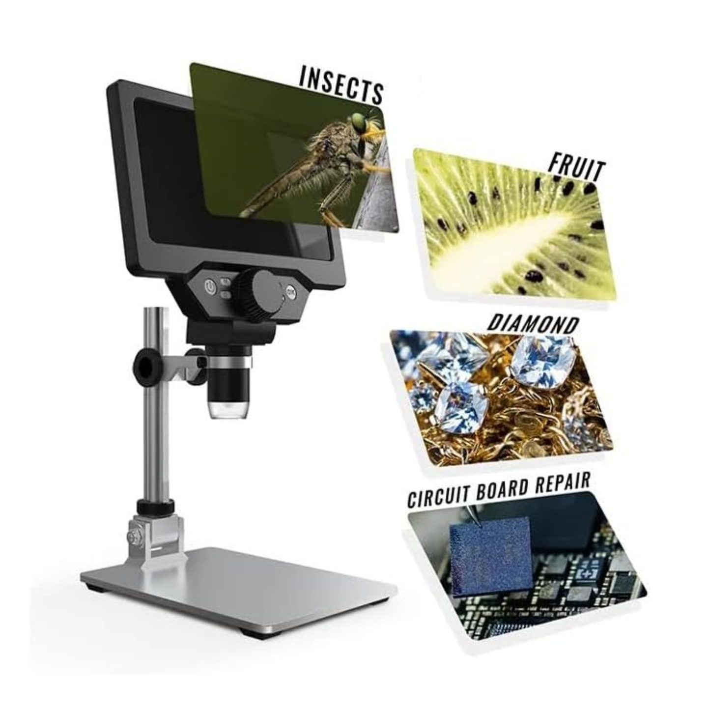 G1200 Multipurpose Electronic Microscope HD 12MP Digital Microscope, 7" LCD Screen, 1200x Magnification For Repair - RS6723