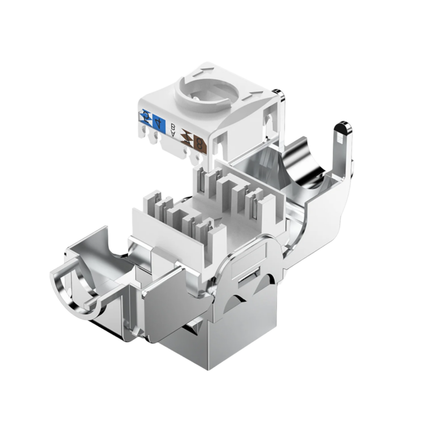 Cat6A FTP Toolless 180° Keystone Jack With Internal Flip Shutter