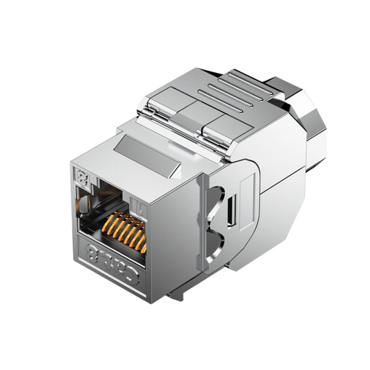 Shielded 180-Degree Tool-Free RJ45 Keystone Jack With Grounding Nut