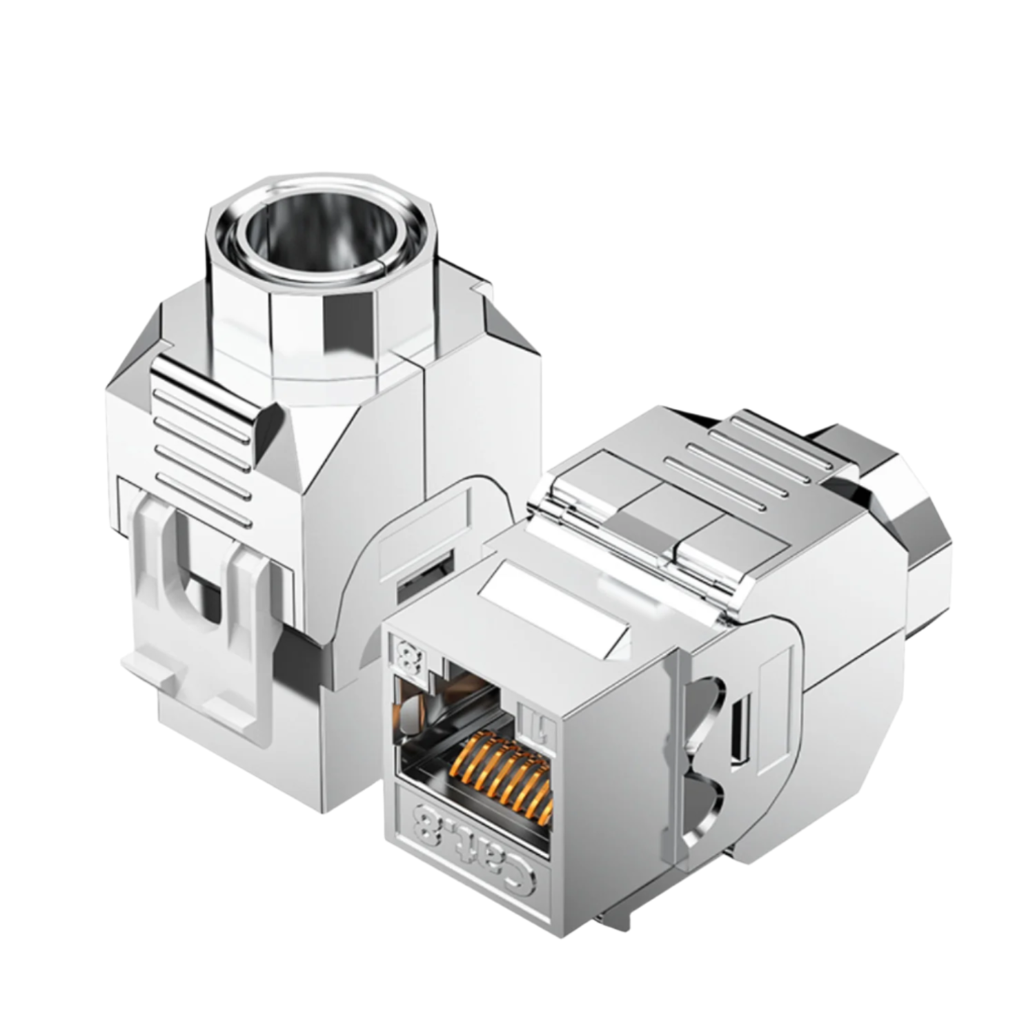 Shielded 180-Degree Tool-Free RJ45 Keystone Jack With Grounding Nut