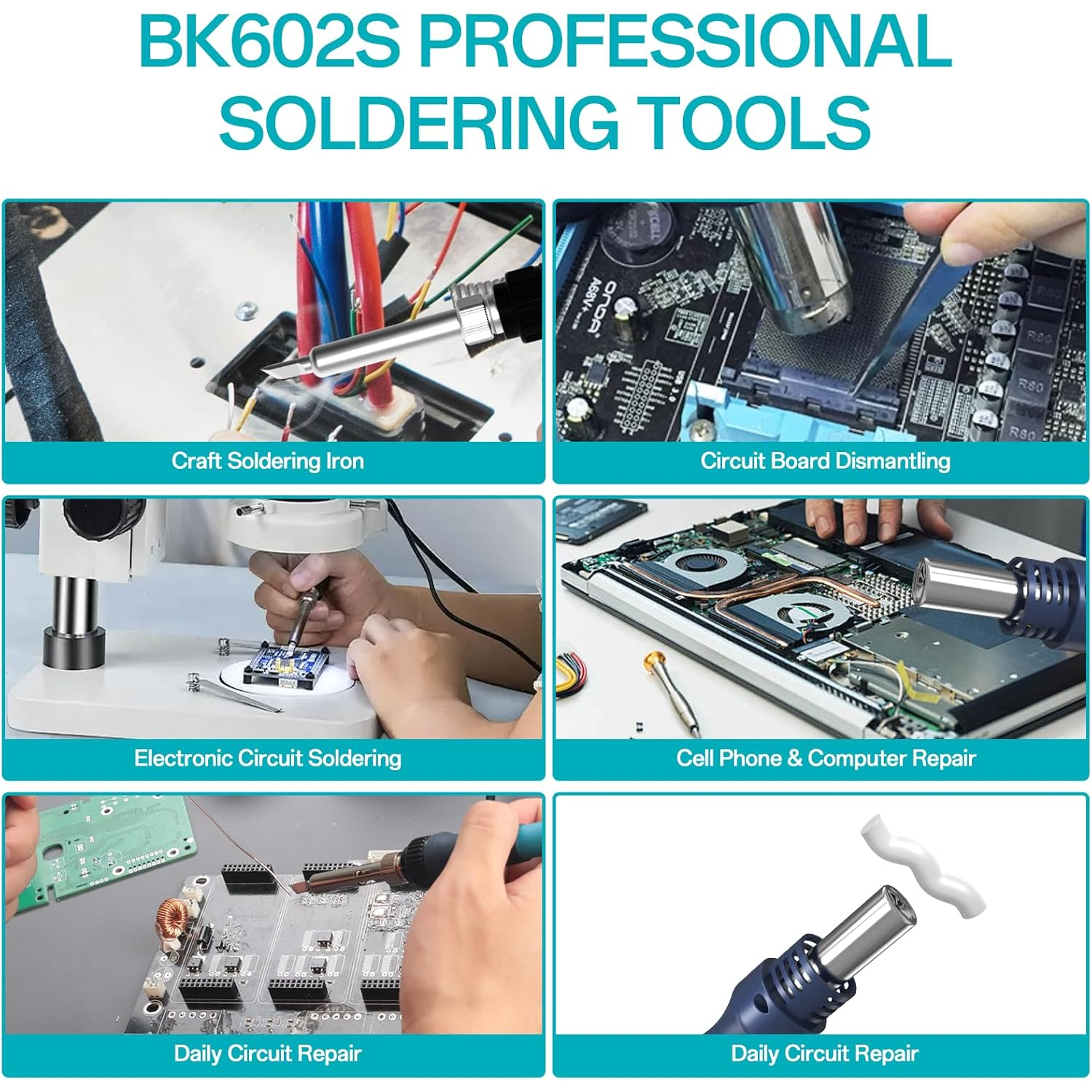 BK602S Digital 2-in-1 Rework Soldering Station Hot Air Gun & Iron