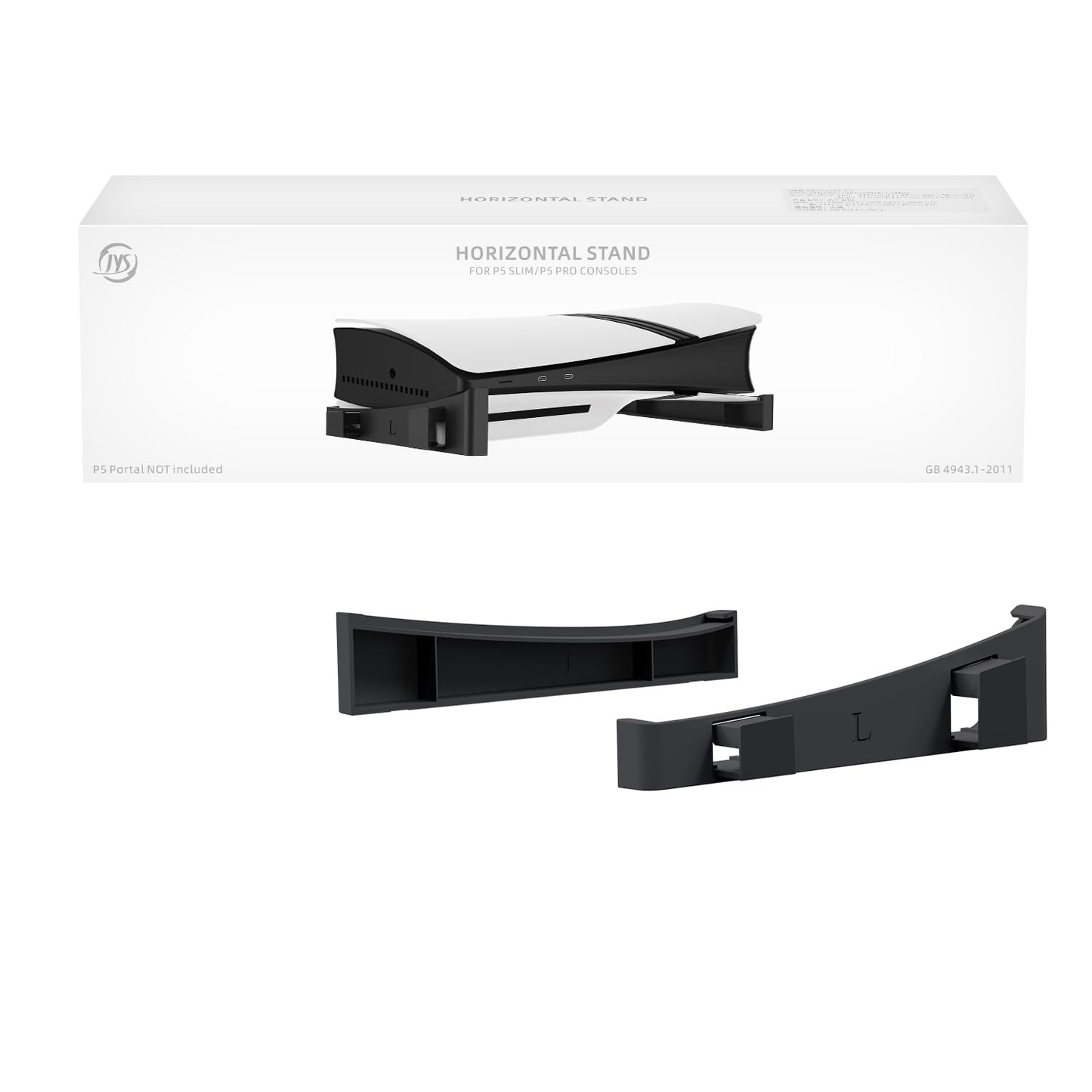 JYS Horizontal PS5 Pro, Slim Stand PlayStation 5 Pro, Slim Models Horizontal Stand Compatible With Disc & Digital Editions Securing Nuts, and Anti-Slip Base - Black