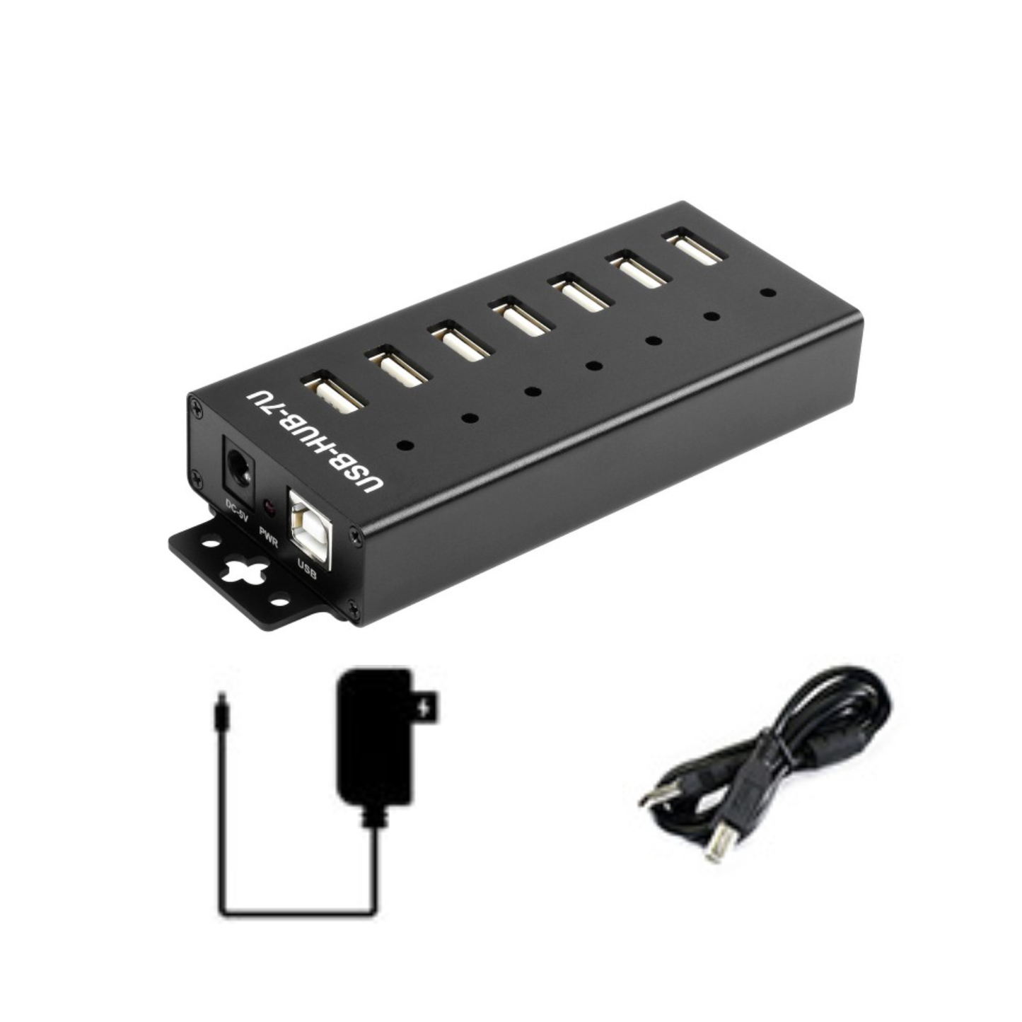 Waveshare 7-Port USB 2.0 Industrial Hub EU 7 x USB High-Speed Data Extension Hub For Industrial & Embedded Applications