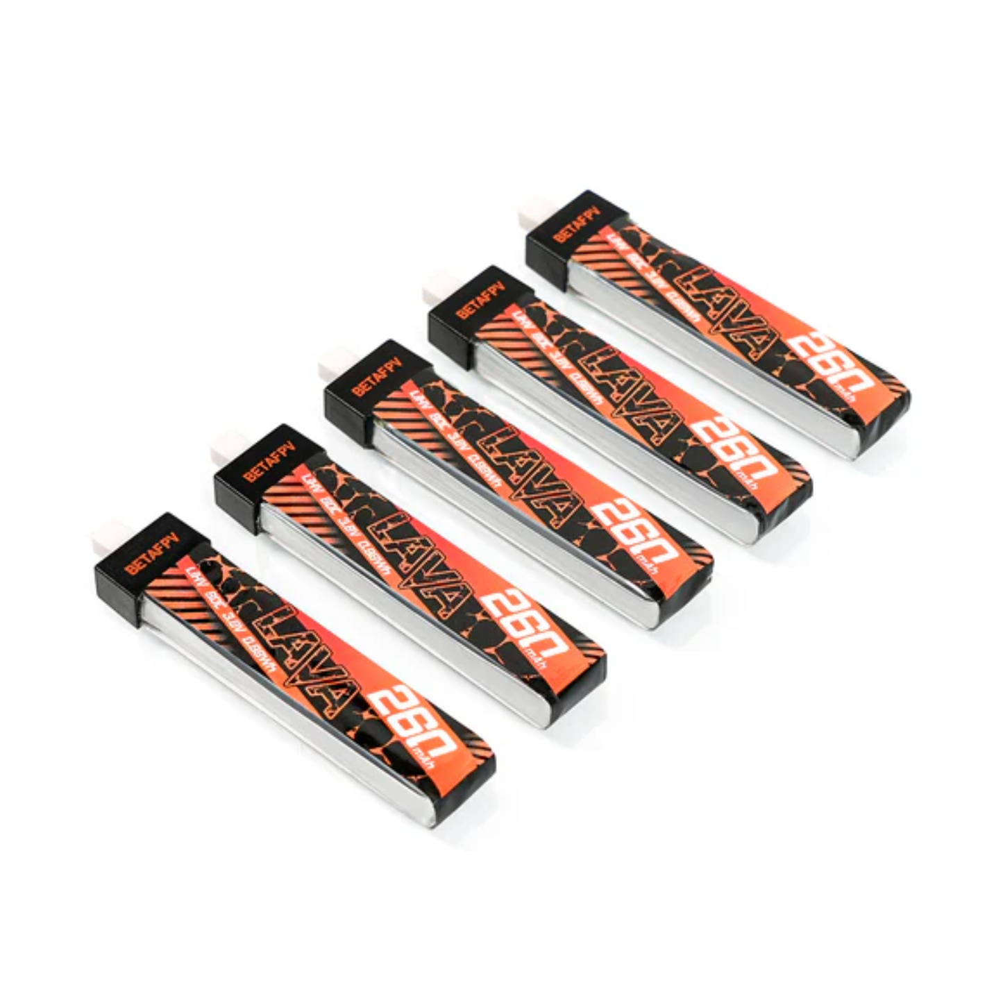 BetaFPV LAVA 1S 260mAh 80C Battery 3.8V 80C LiHV Battery With BT2.0 Connector Compatible For 1S FPV Tiny Whoop Drone Quadcopter Pack of 5