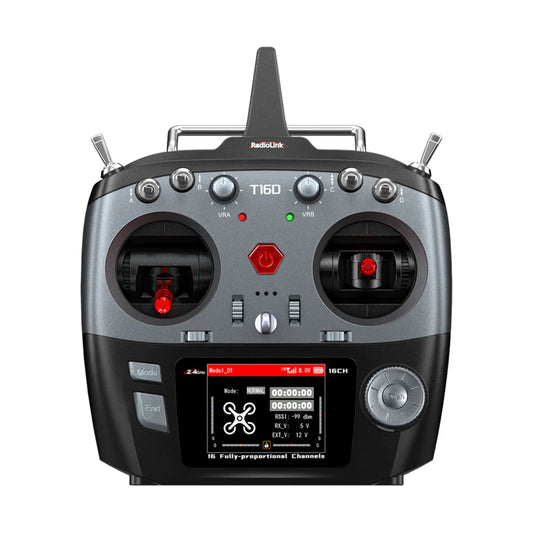 Radiolink T16D 16-Channel RC Transmitter & R16F Telemetry Receiver Combo Multi-Protocol, Voice Broadcast, 2.4GHz Digital Radio Remote Control System for FPV Drone, RC Airplane, Car, Boat - Mode 2 Left Throttle - RS7647