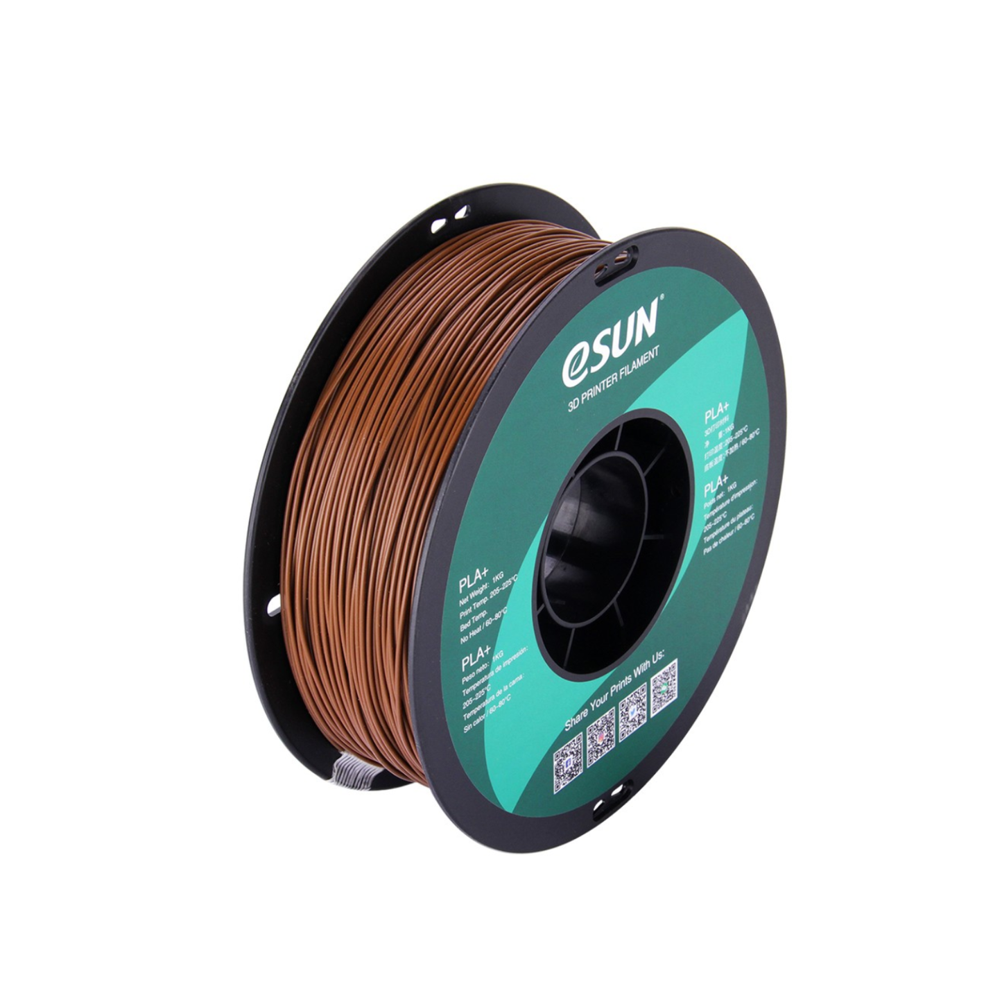 eSun PLA+ 3D Printer Filament 1.75mm 1kg Strong, Reliable 3D Printing Material For FDM 3D Printers - Brown - RS3395