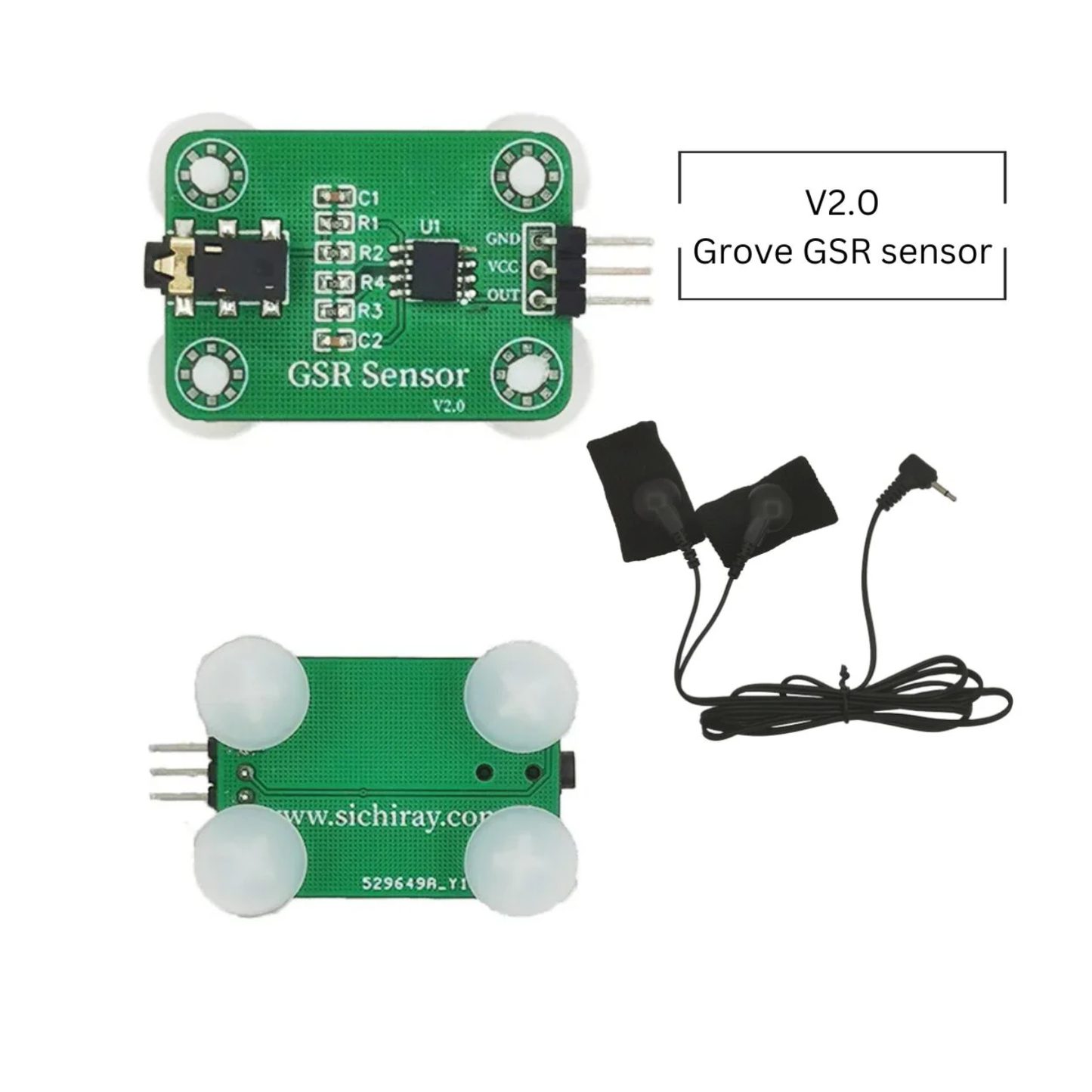 GSR Skin Current Sensor V2.0 Real-time Stress & Emotion Monitoring Sensor Ideal For Biofeedback & Physiological Computing - RS5948