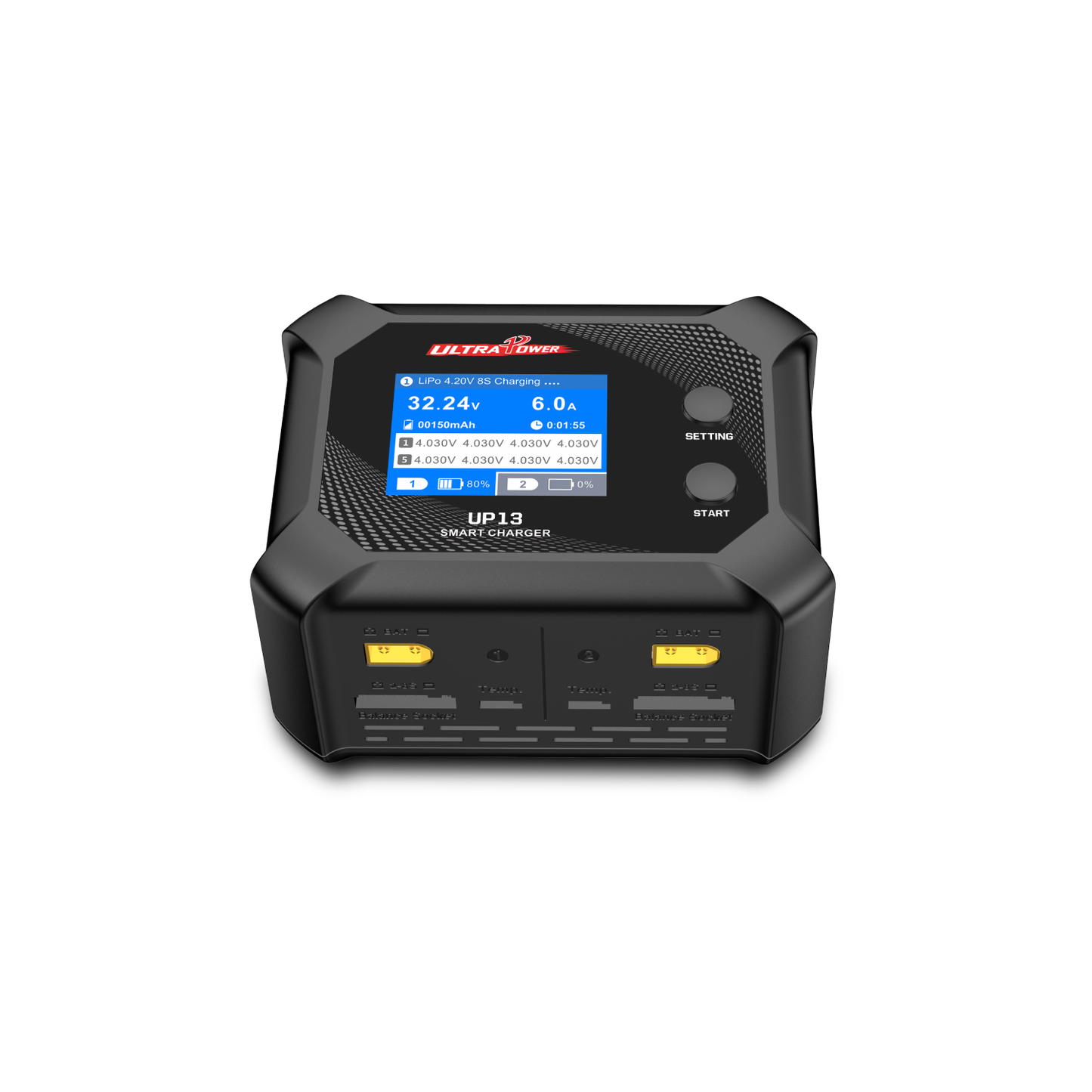 UltraPower UP13 Smart AC Charger 200W 10A Smart Dual Channel AC Charger For RC LiPo Battery Fast, Independent Charging