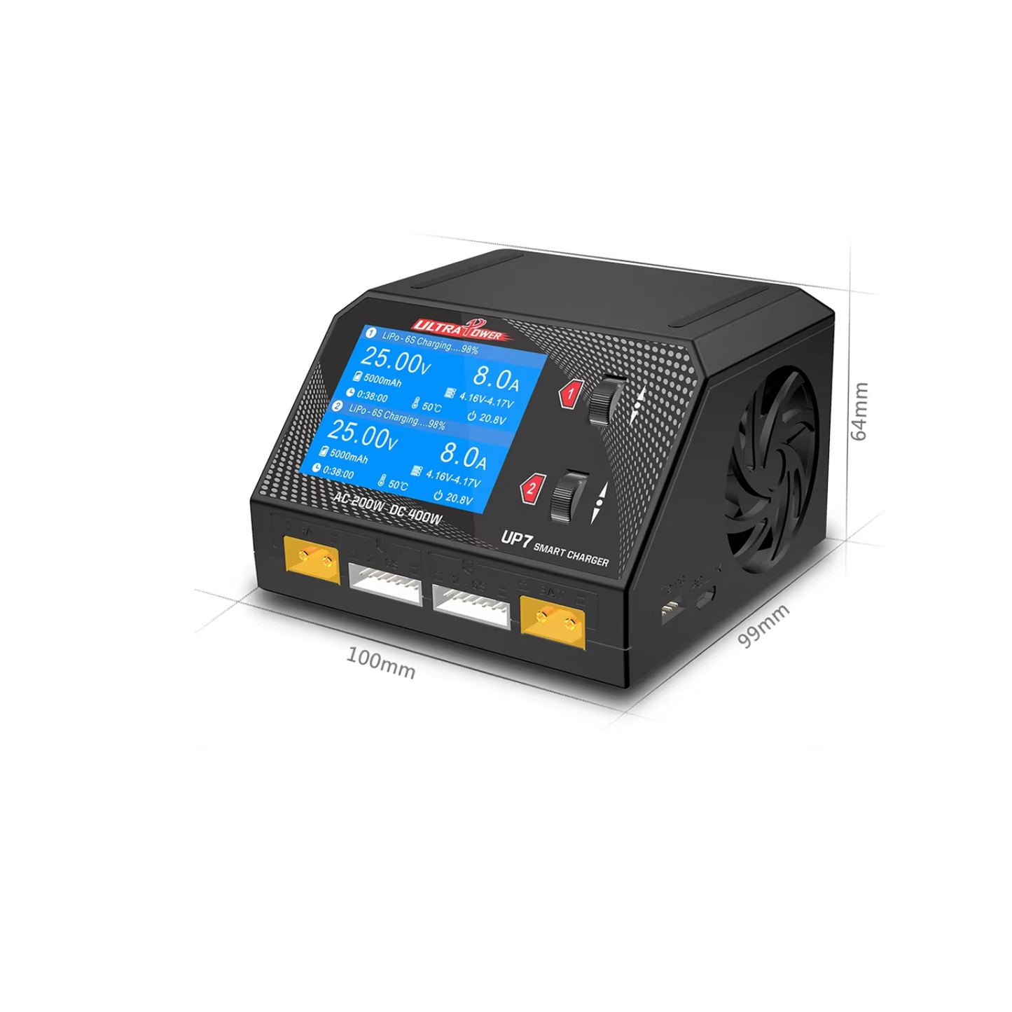 UltraPower UP7 400W Dual Channel Smart Charger 10A Intelligent AC/DC Charger For LiPo LiFe NiMH Batteries RC Drones & Cars
