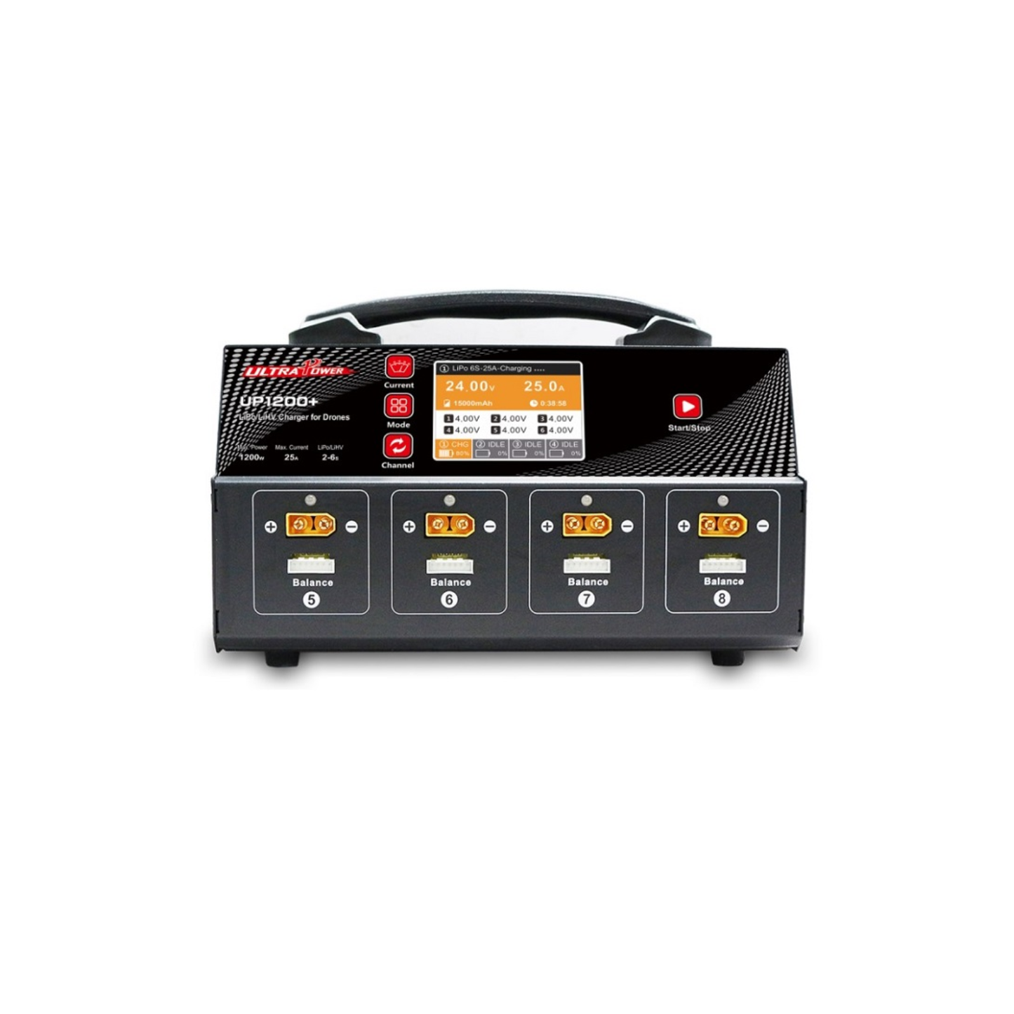 UltraPower UP1200+ 1200W UAV Charger 1200W 25A 8-Channel Smart UAV Drone Battery Charger For 2-6S LiPo/LiHV With LCD Display