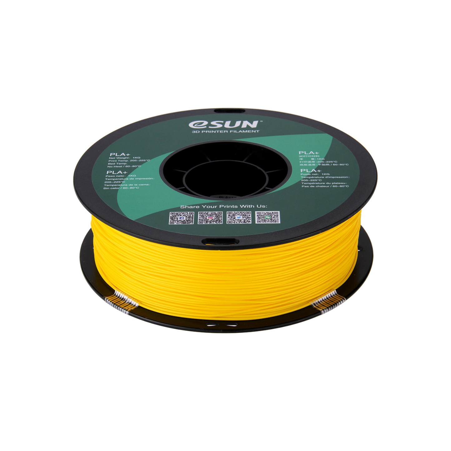eSun PLA+ 1.75mm 3D Printing Filament 1kg Spool, High Strength, Low Warping, Ideal For FDM 3D Printing - Yellow - RS3493
