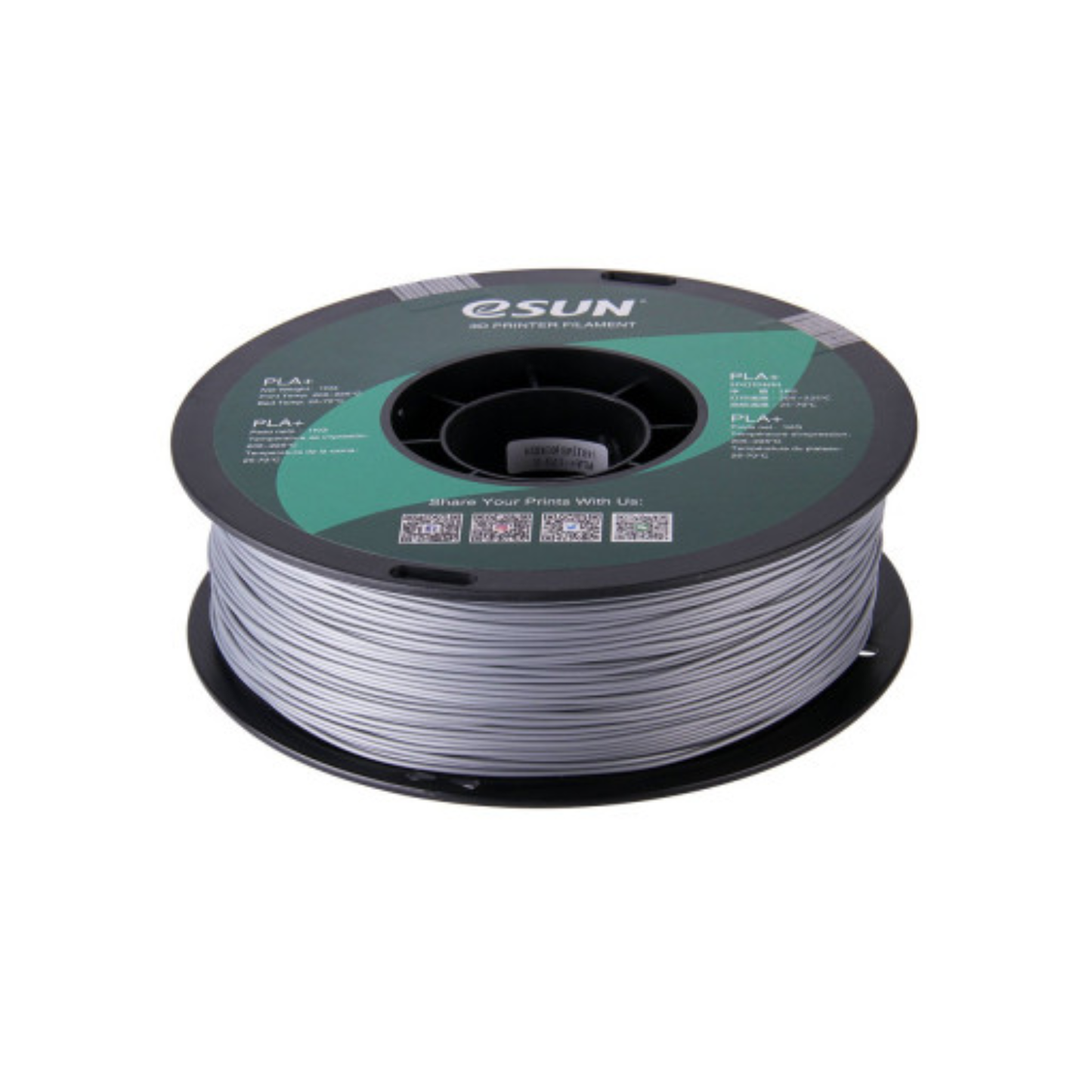 eSun PLA+ 1.75mm 3D Printing Filament 1kg Spool, High-Strength, Low-Warp, Eco-Friendly Material For Precision Printing - Silver - RS4729