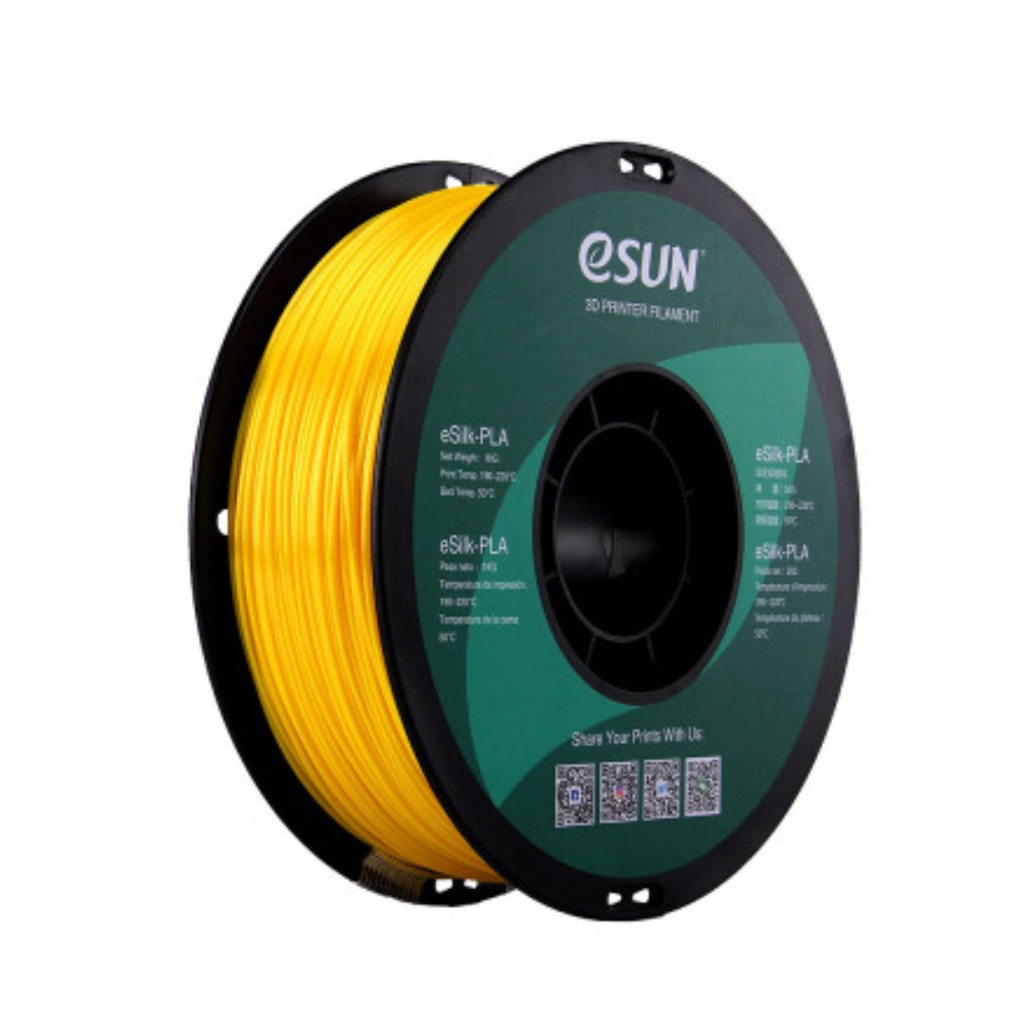 eSun eSilk PLA Filament 1.75mm 1Kg High Gloss Silk Finish 3D Printer Filament For Smooth and Shiny Prints - Yellow - RS6765