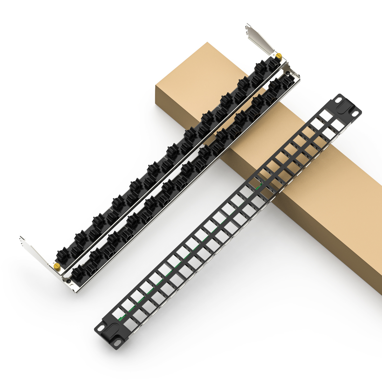 1U 48-Port Shielded Cat6a Patch Panel High-Density Patch Panel With Cable Management Bar For Data Centers and Server Racks