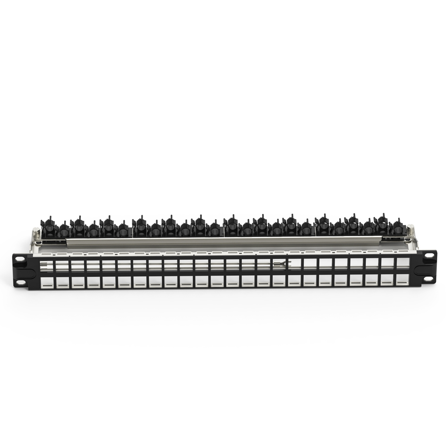 1U 48-Port Shielded Cat6a Patch Panel High-Density Patch Panel With Cable Management Bar For Data Centers and Server Racks