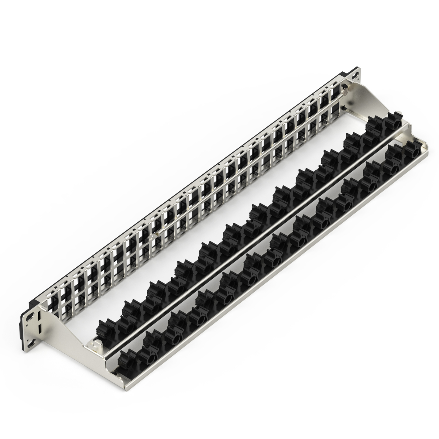 1U 48-Port Shielded Cat6a Patch Panel High-Density Patch Panel With Cable Management Bar For Data Centers and Server Racks