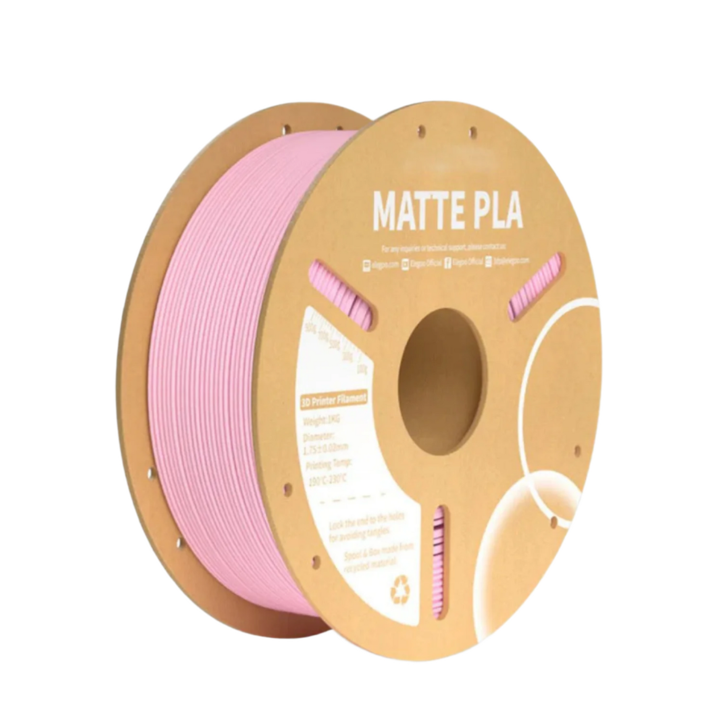 Matte PLA+ 3D Printer Filament 1.75mm 1kg Spool,High-Quality Finish, Easy to Use, For FDM 3D Printers - Pink - RS7131