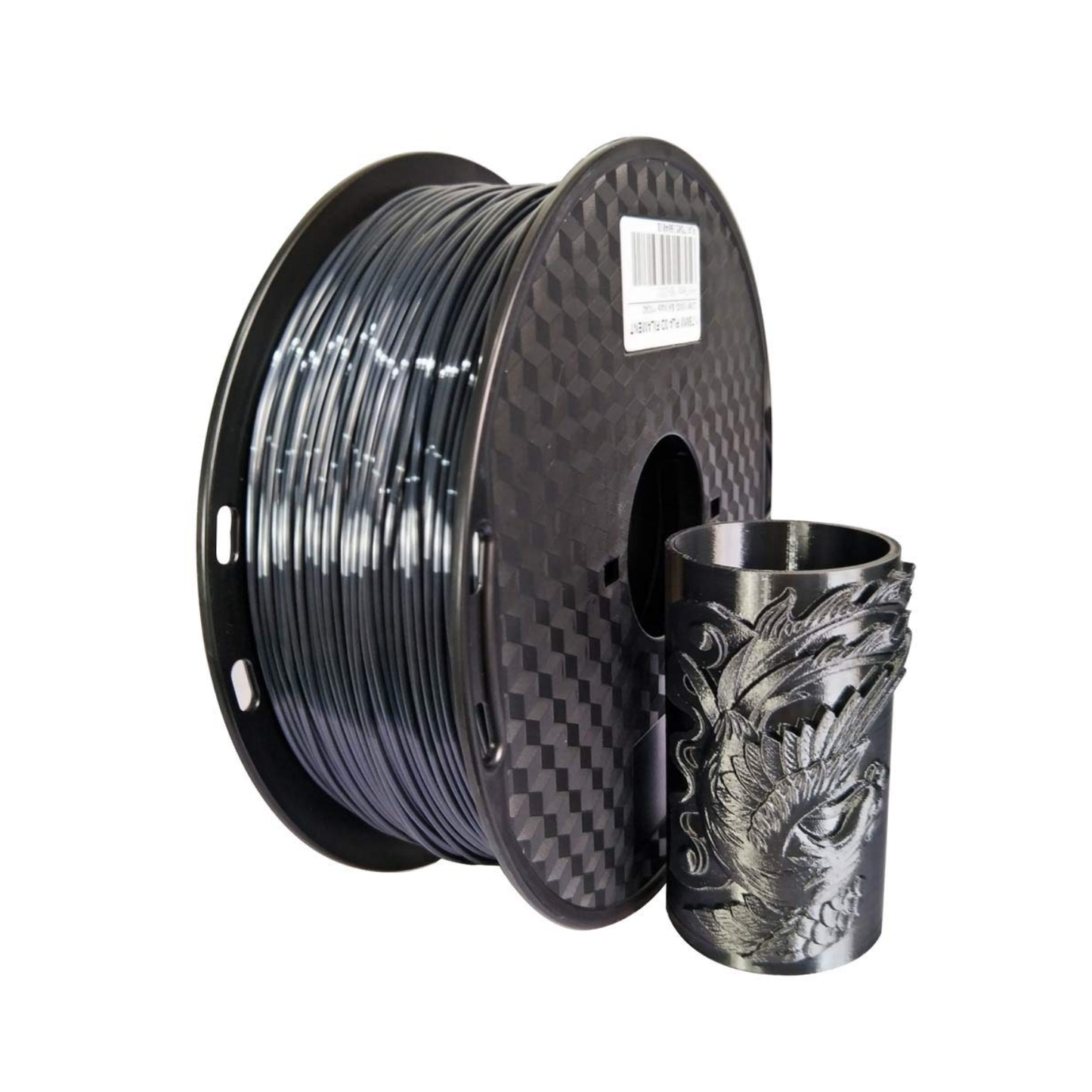 Silk PLA+ 3D Printer Filament 1.75mm High Gloss Finish, Ultra Smooth Printing, 1kg Nett Spool For FDM 3D Printers - Black - RS7193