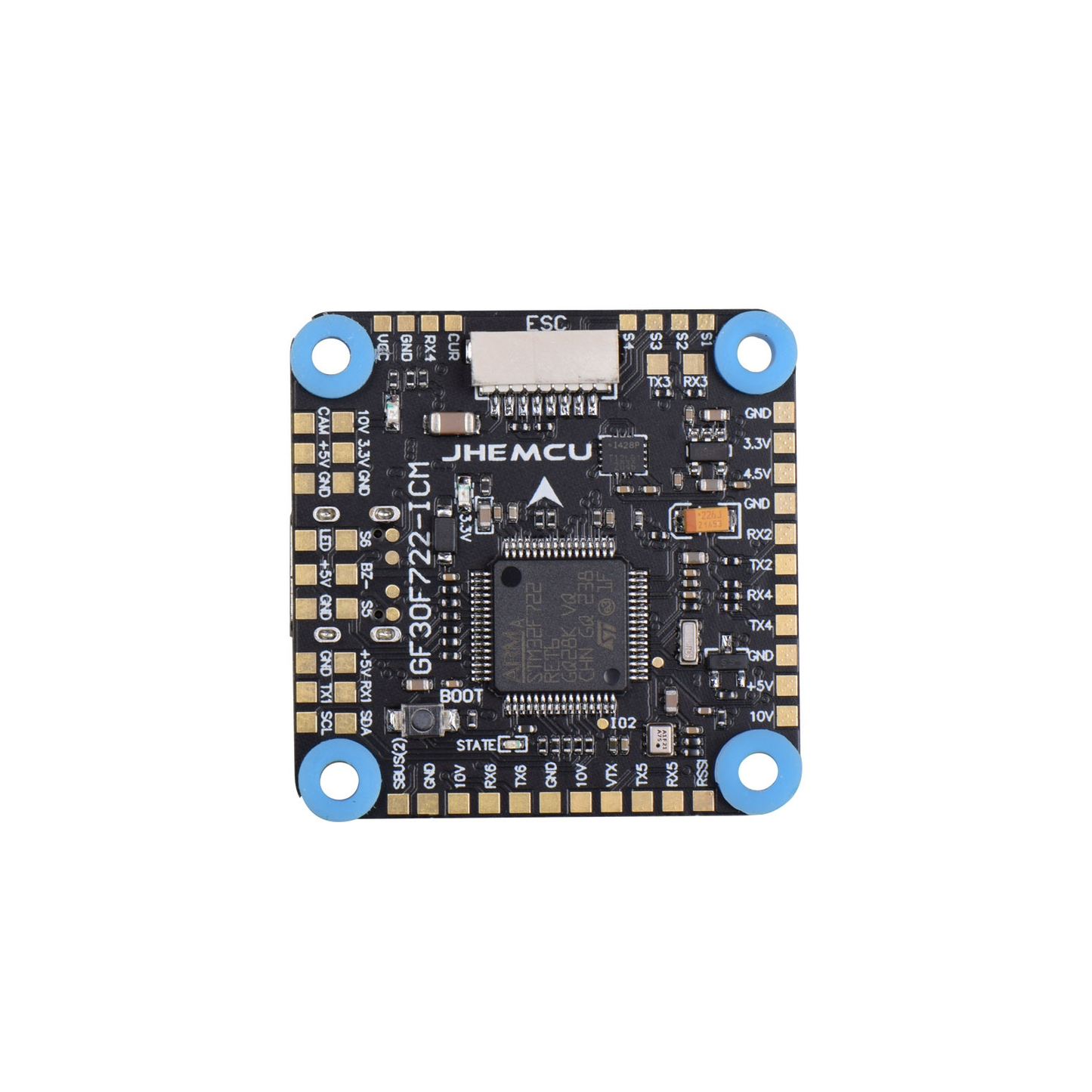 JHEMCU GF30F722-ICM Flight Controller STM32F722 MCU, ICM Gyro, Betaflight/INAV Compatible, for FPV Racing and Freestyle Drones