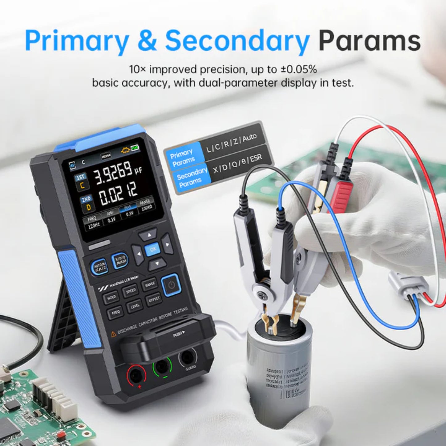 FNIRSI LC1020E Digital LCR Meter Advanced Handheld Digital Bridge Tester with Backlight Display For Inductance, Capacitance, & Resistance