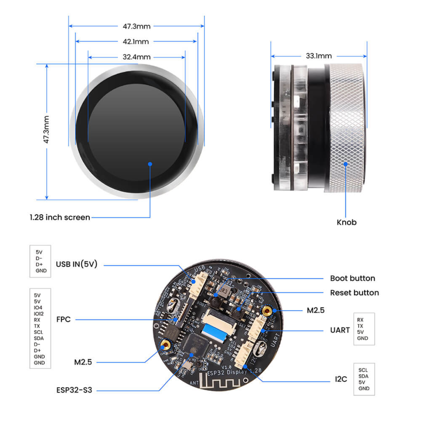 ELECROW CrowPanel 1.28-inch ESP32 Rotary Display