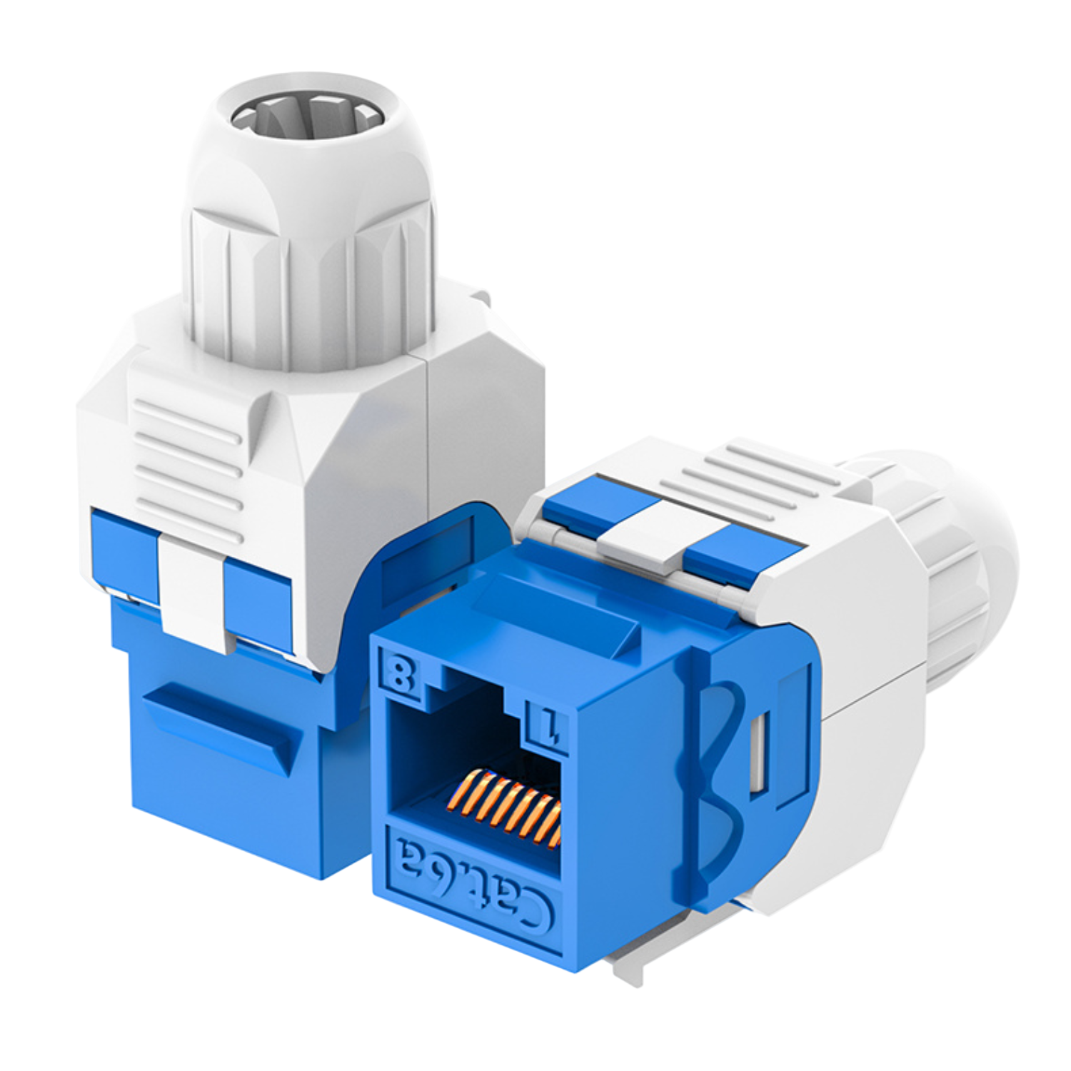 Cat6 UTP Toolless Keystone Jack 180° With Nut