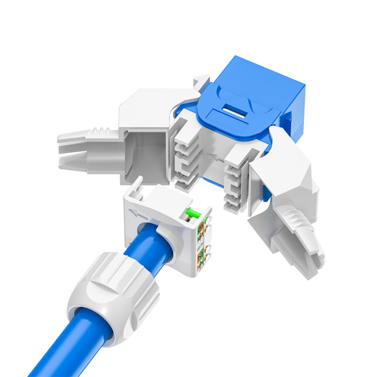 Cat6 UTP Toolless Keystone Jack 180° With Nut