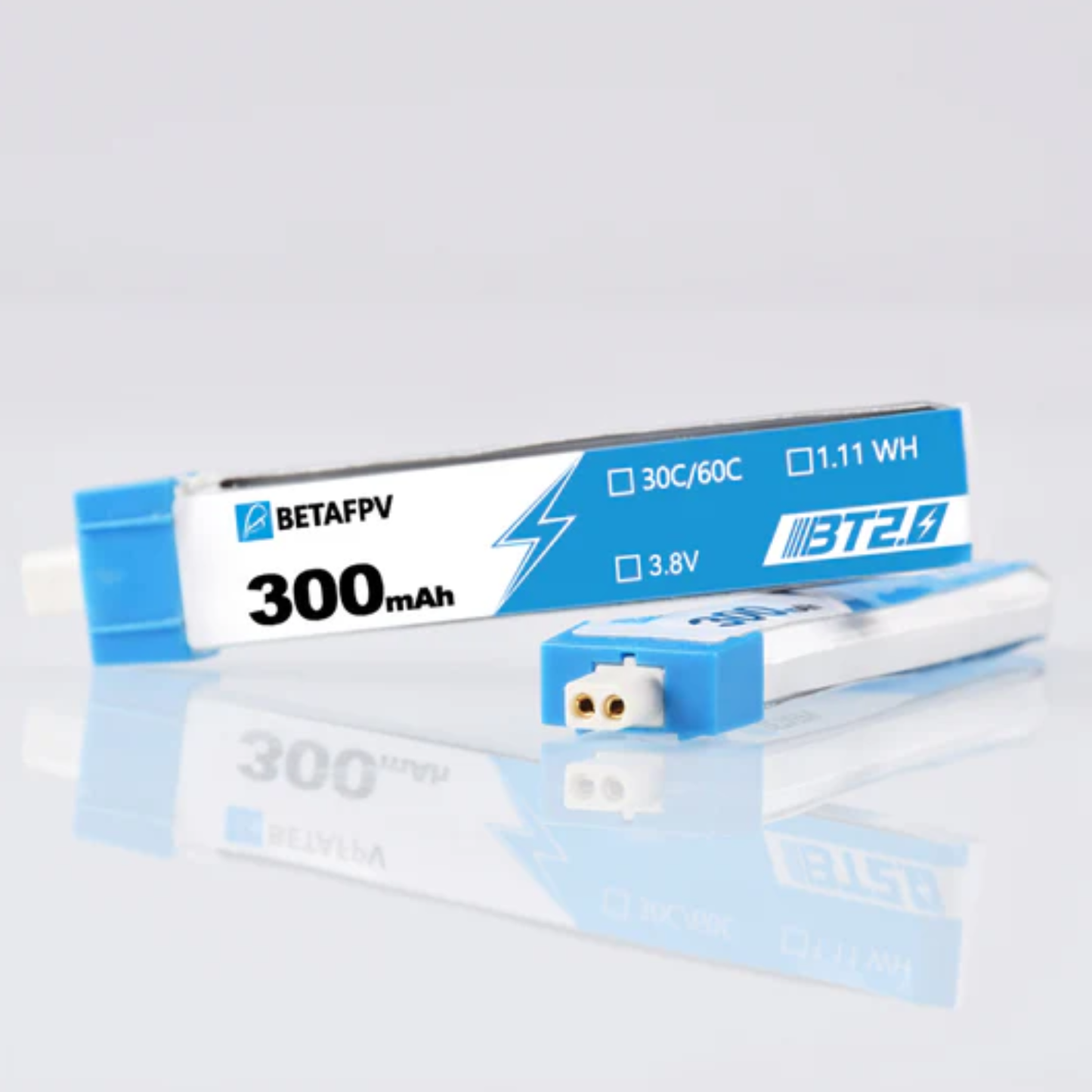 BetaFPV BT2.0 300mAh 1S 30C HV LiPo Battery Pack High Voltage Rechargeable Batteries for Micro FPV Drones Tiny Whoop Quadcopter Accessories - Pack of 8