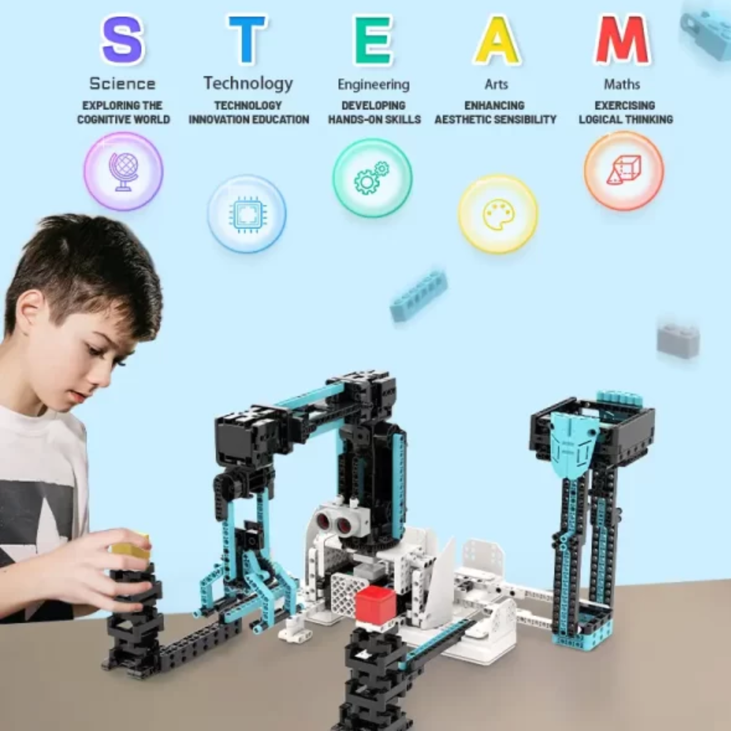 Jvist-W 2-in-1 STEM Educational Construction Kit Mechanical Engineering and Science Experiment Building Blocks Kit For Kids - RS8910