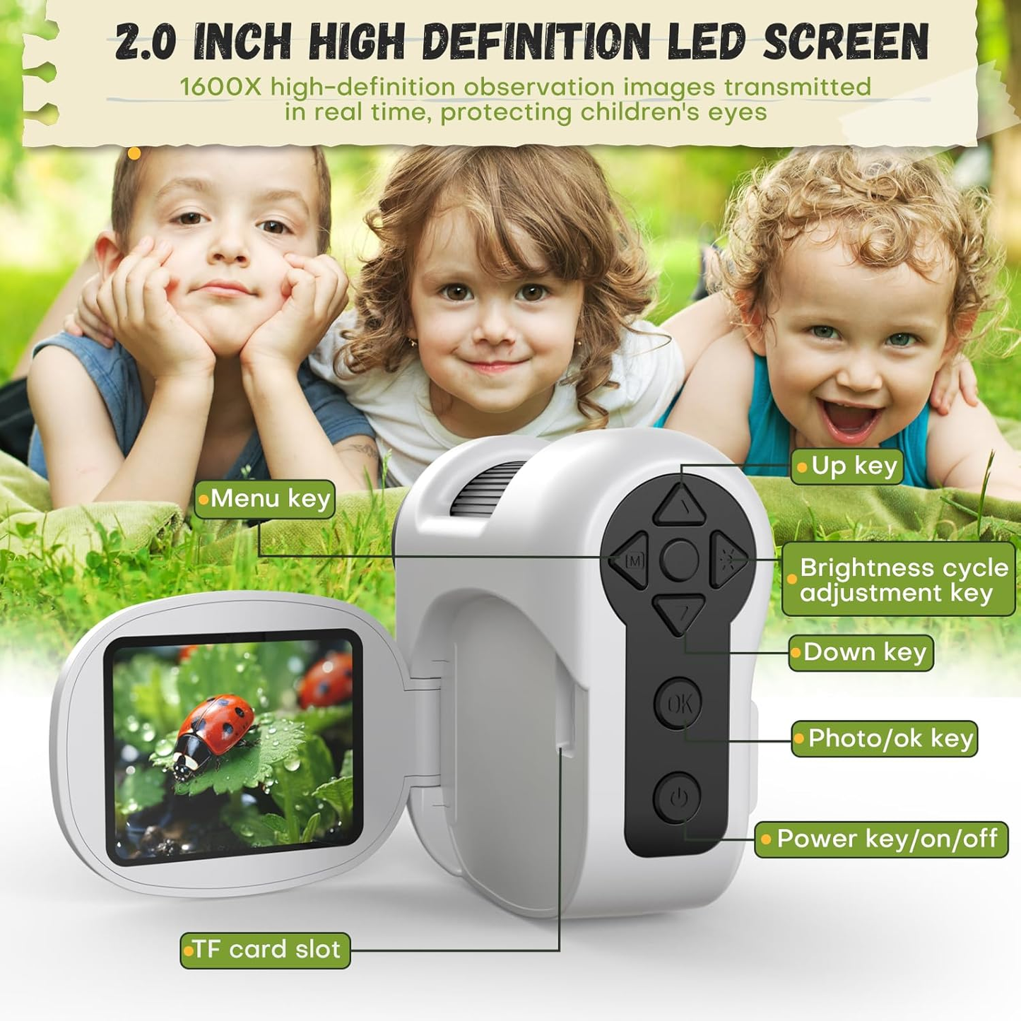 W5818A 100–1600X Portable Digital Microscope Rechargeable Handheld USB Microscope With LED For DIY Science & Outdoor Exploration