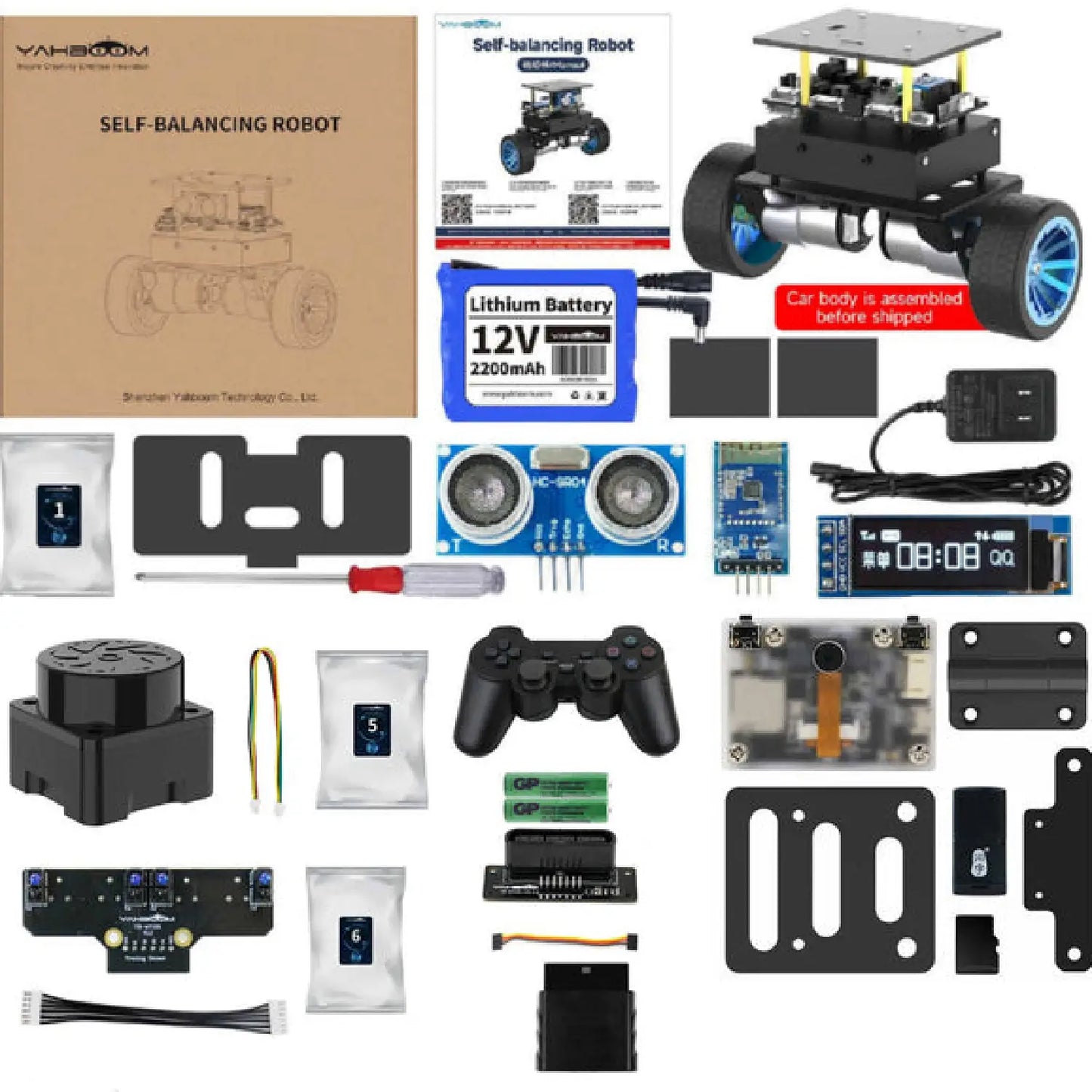 STM32 Self-Balancing Robot Car Kit – AI, LiDAR, Ultrasonic, Infrared & App Control (Pre-Assembled Robotics Kit)