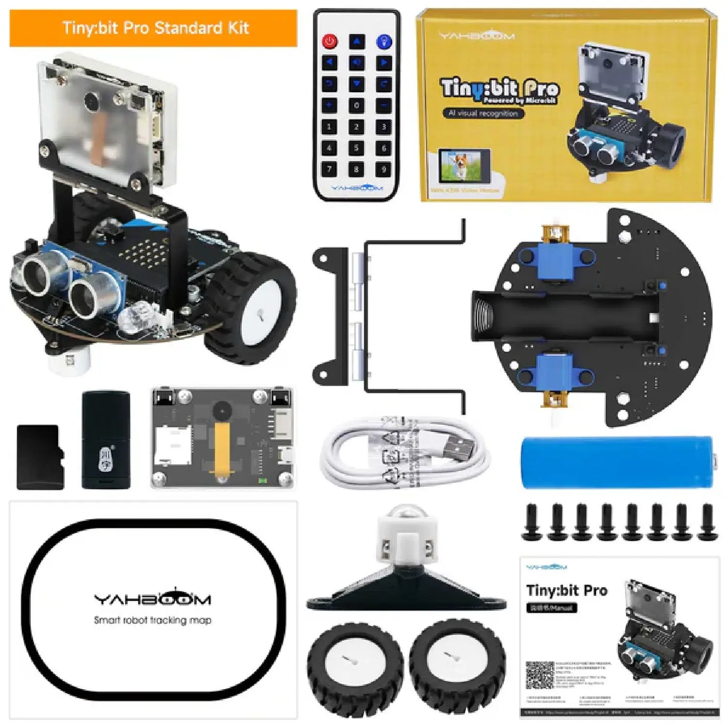 Tiny:bit Pro AI Visual Robot Car – Standard & Expansion Kit (With/Without BBC Micro:bit)