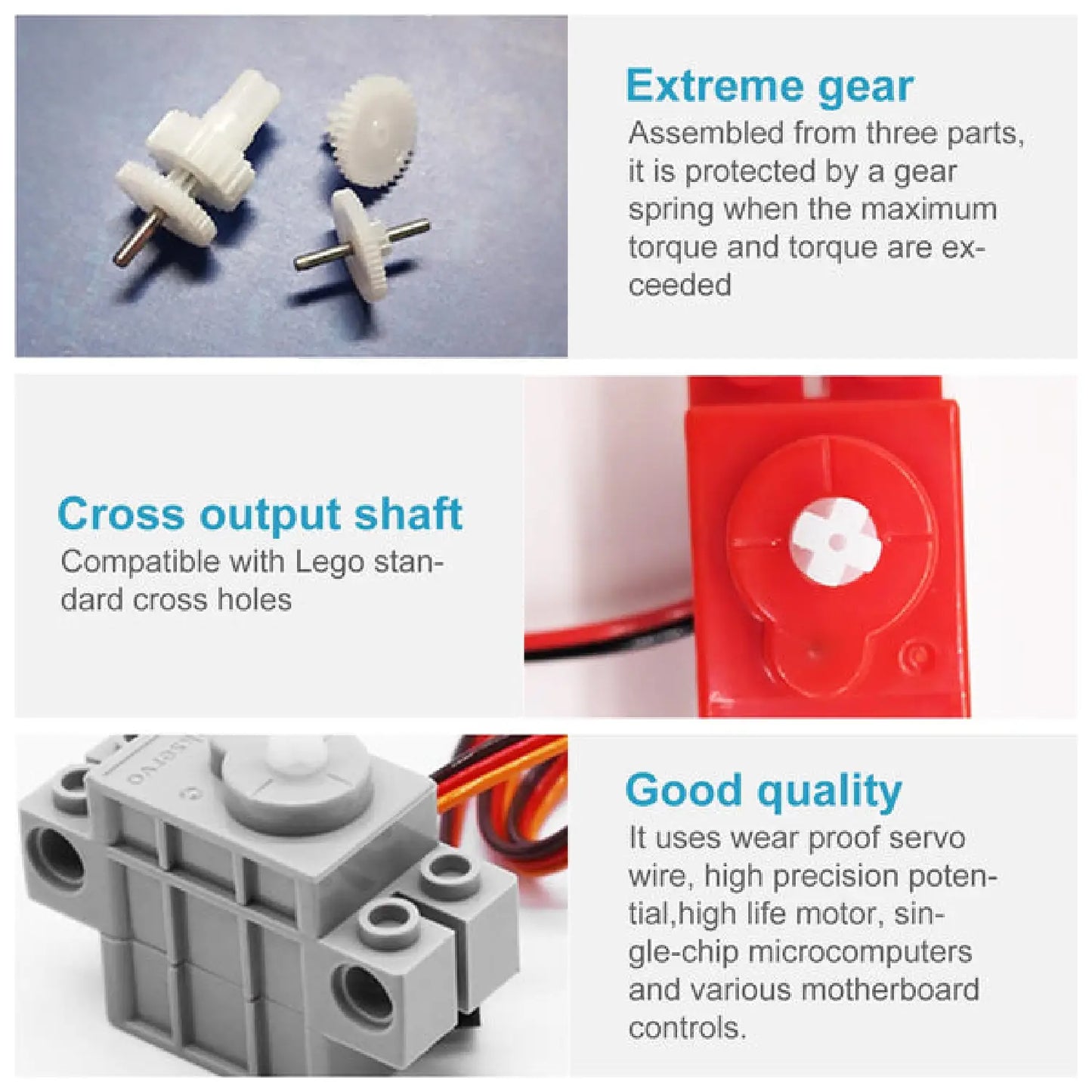 Micro:bit Building Block Motors & Servos – Red Motor A01, Gray Servo & Yahboom B02 Programmable Servo