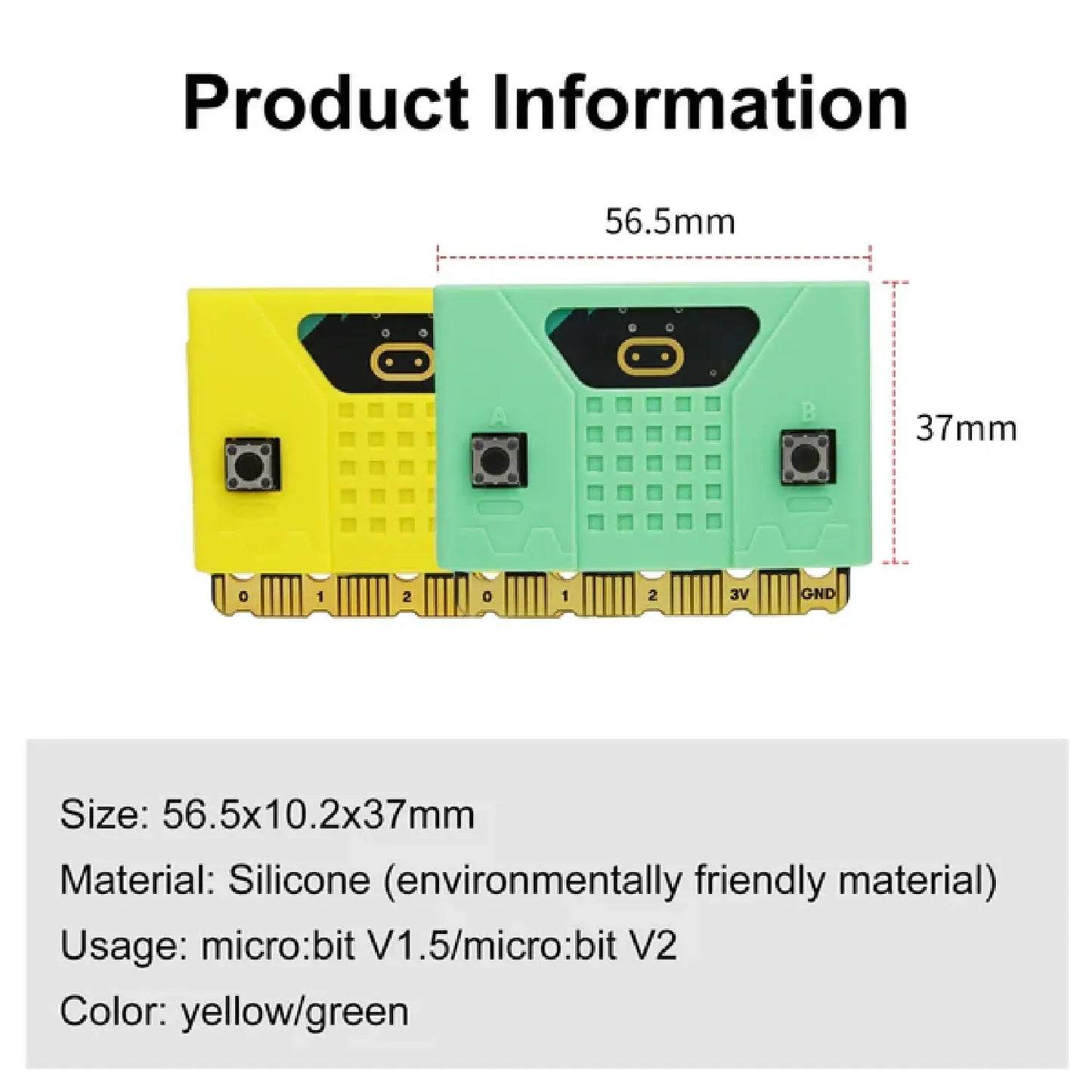 Yahboom Micro:bit New Silicone Case – Yellow/Green for V1.5 & V2 Boards