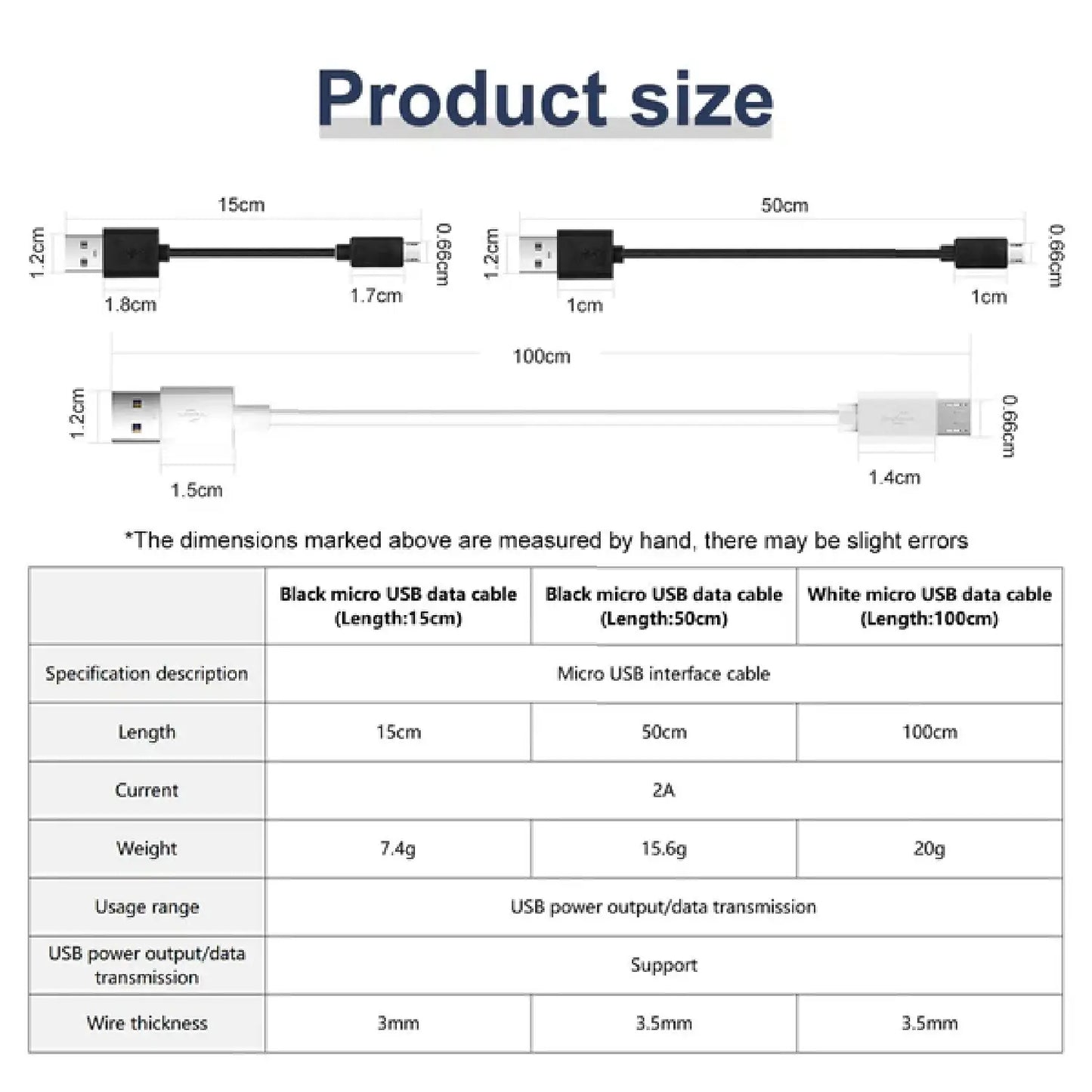Yahboom Micro USB Data Cable – 15cm / 50cm / 100cm (High-Speed & Durable)