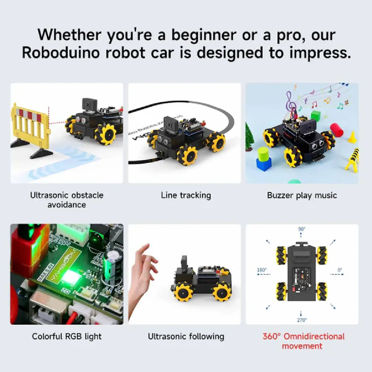 Roboduino V2 AI Vision Smart Car with ESP32 WiFi Camera for Arduino UNO