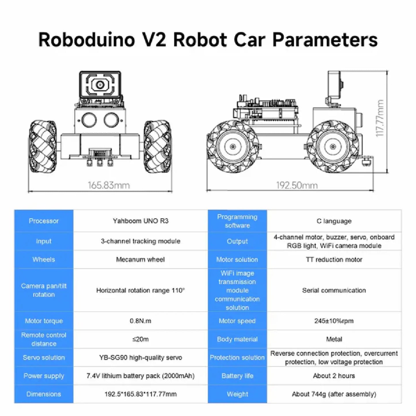Roboduino V2 AI Vision Smart Car with ESP32 WiFi Camera for Arduino UNO