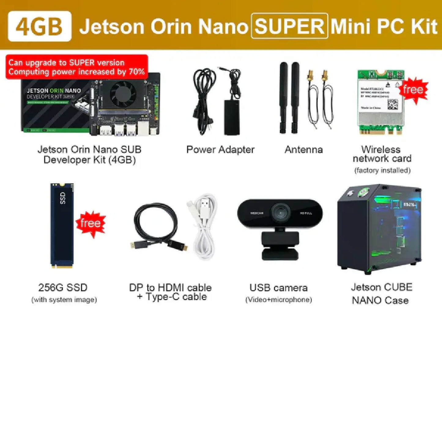Yahboom Jetson Orin Nano Developer Kit (4GB/8GB | Official & SUB Versions) – Edge AI & Robotics Power Kit