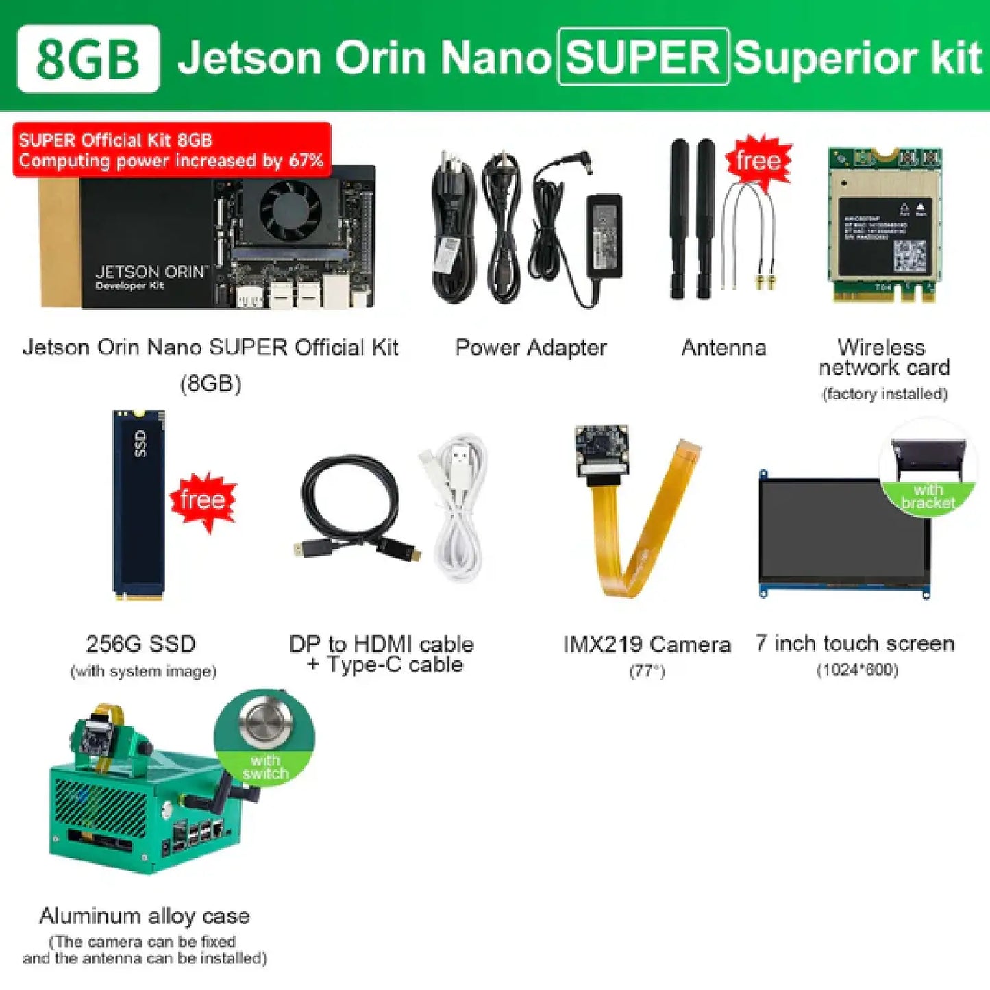 Yahboom Jetson Orin Nano Developer Kit (4GB/8GB | Official & SUB Versions) – Edge AI & Robotics Power Kit